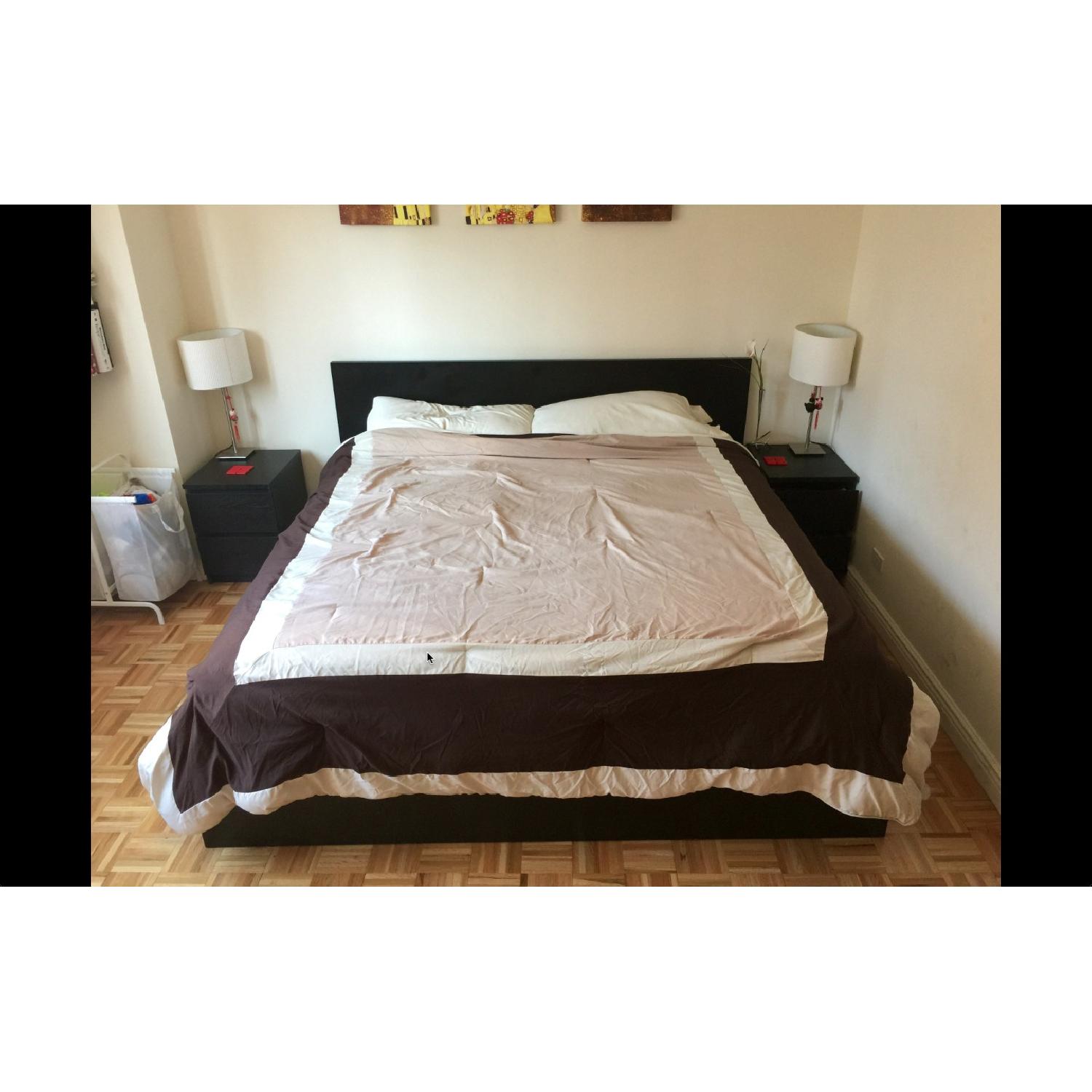 Ikea King Size Bed Frame w/ 4 Drawers - image-1