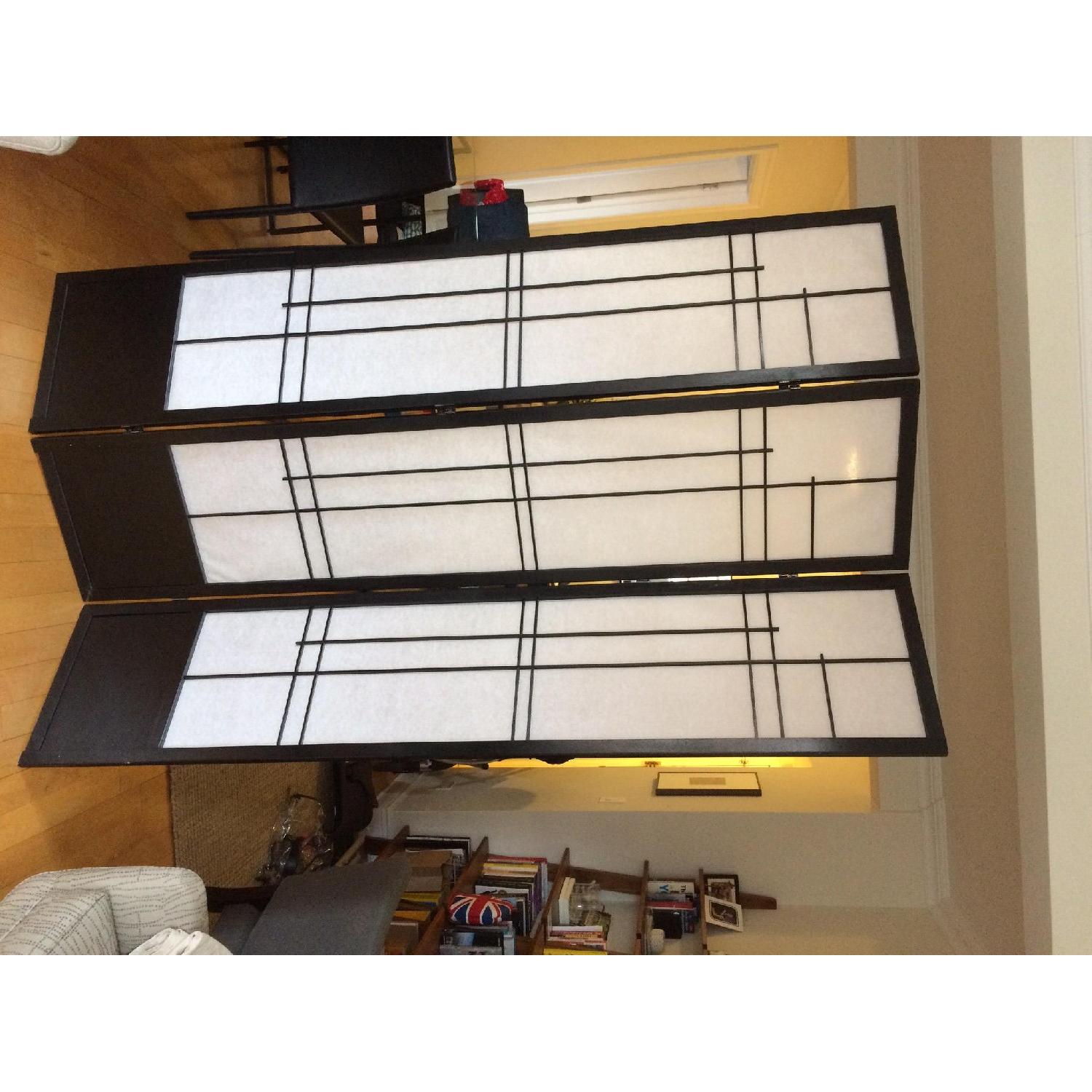 Black Painted Wood & White Fabric Room Divider/Screen - image-2