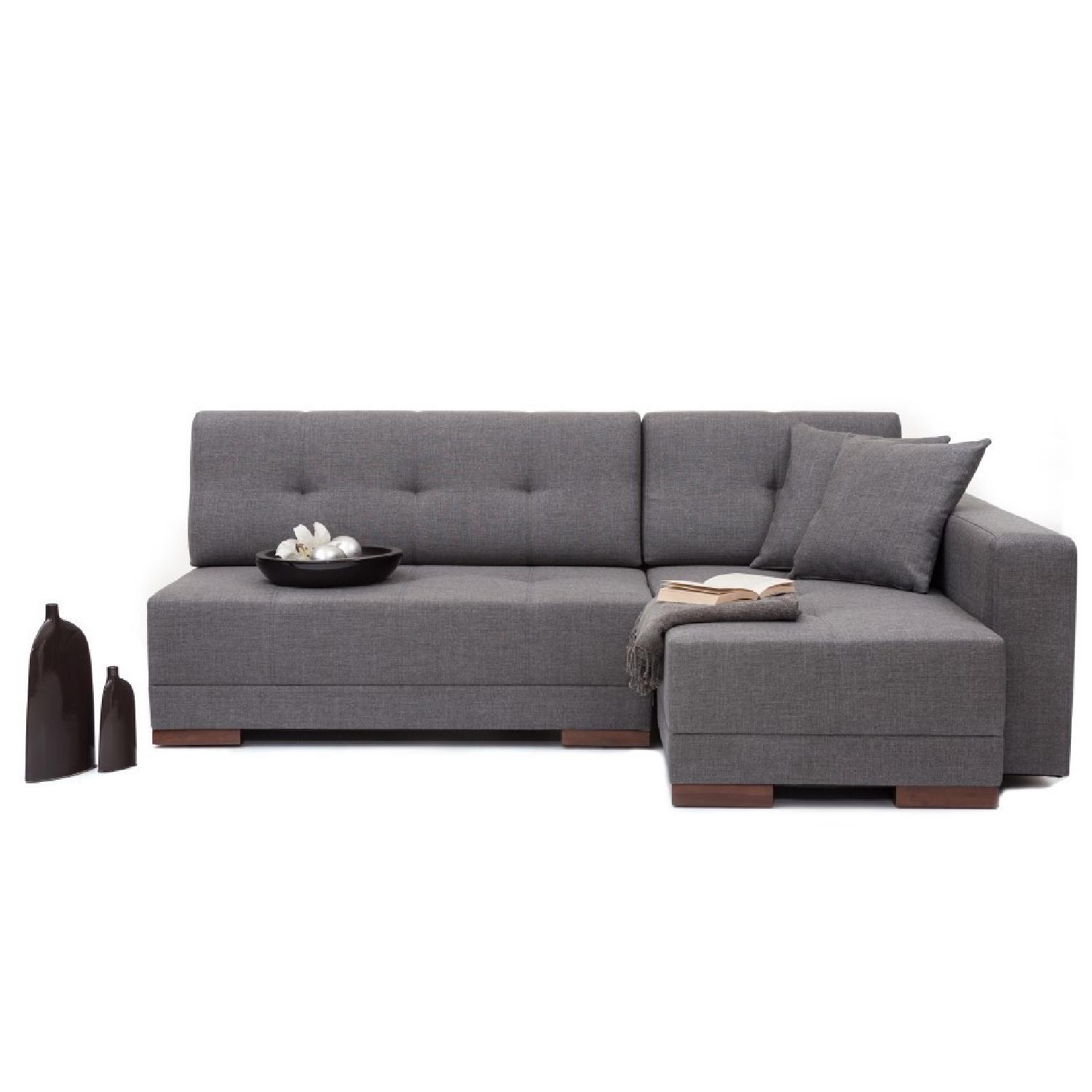 Corner Convertible Sofa Bed Grey (Right) AptDeco