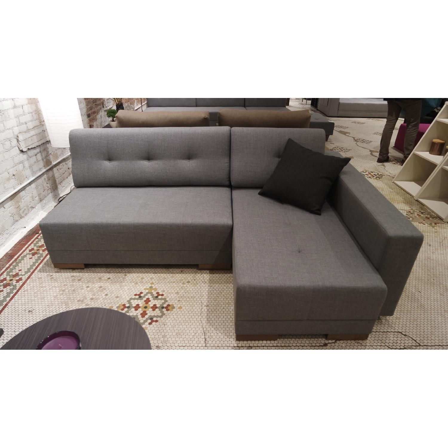 Corner Convertible Sofa Bed Grey (Right) AptDeco