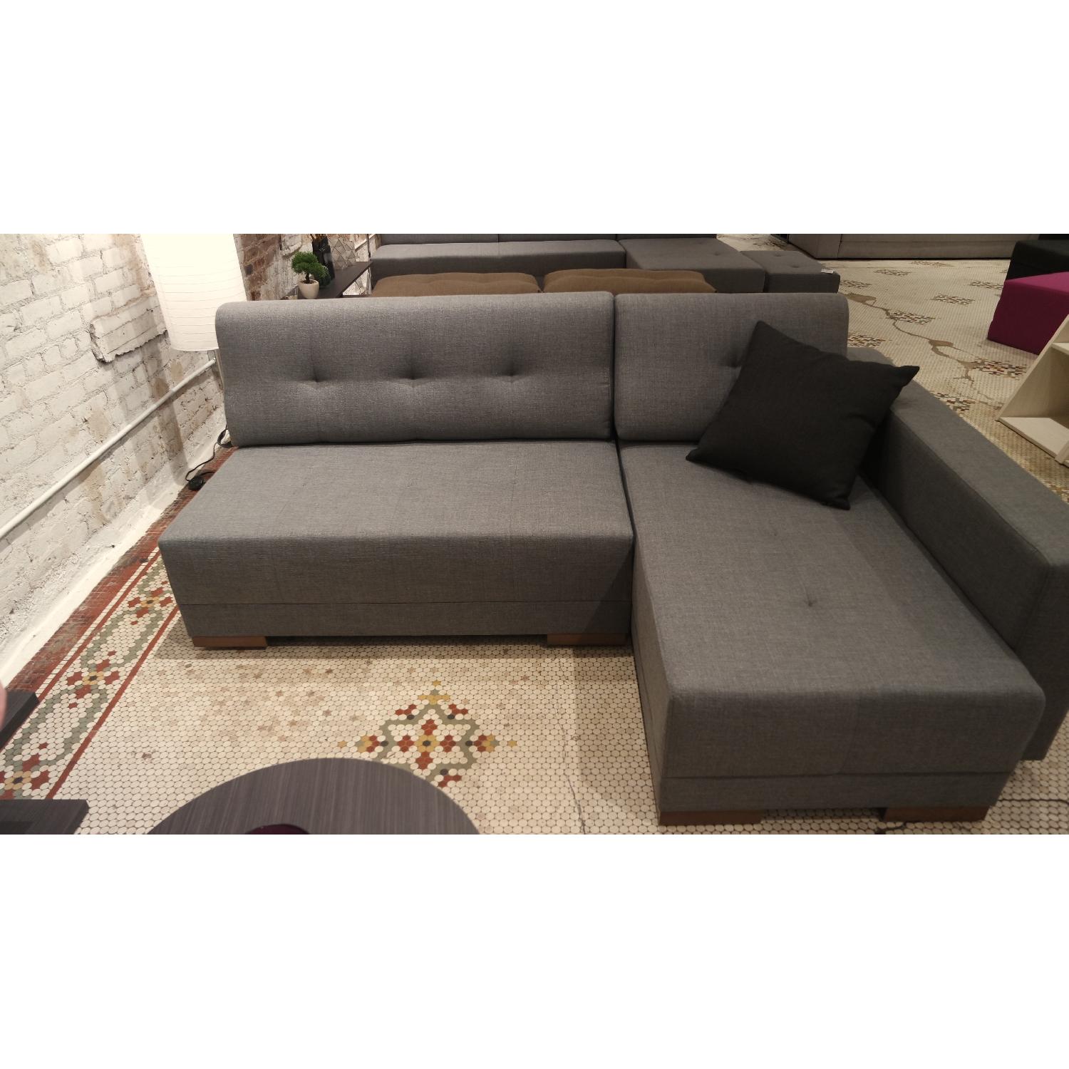 Corner Convertible Sofa Bed - Grey (Right) - image-5