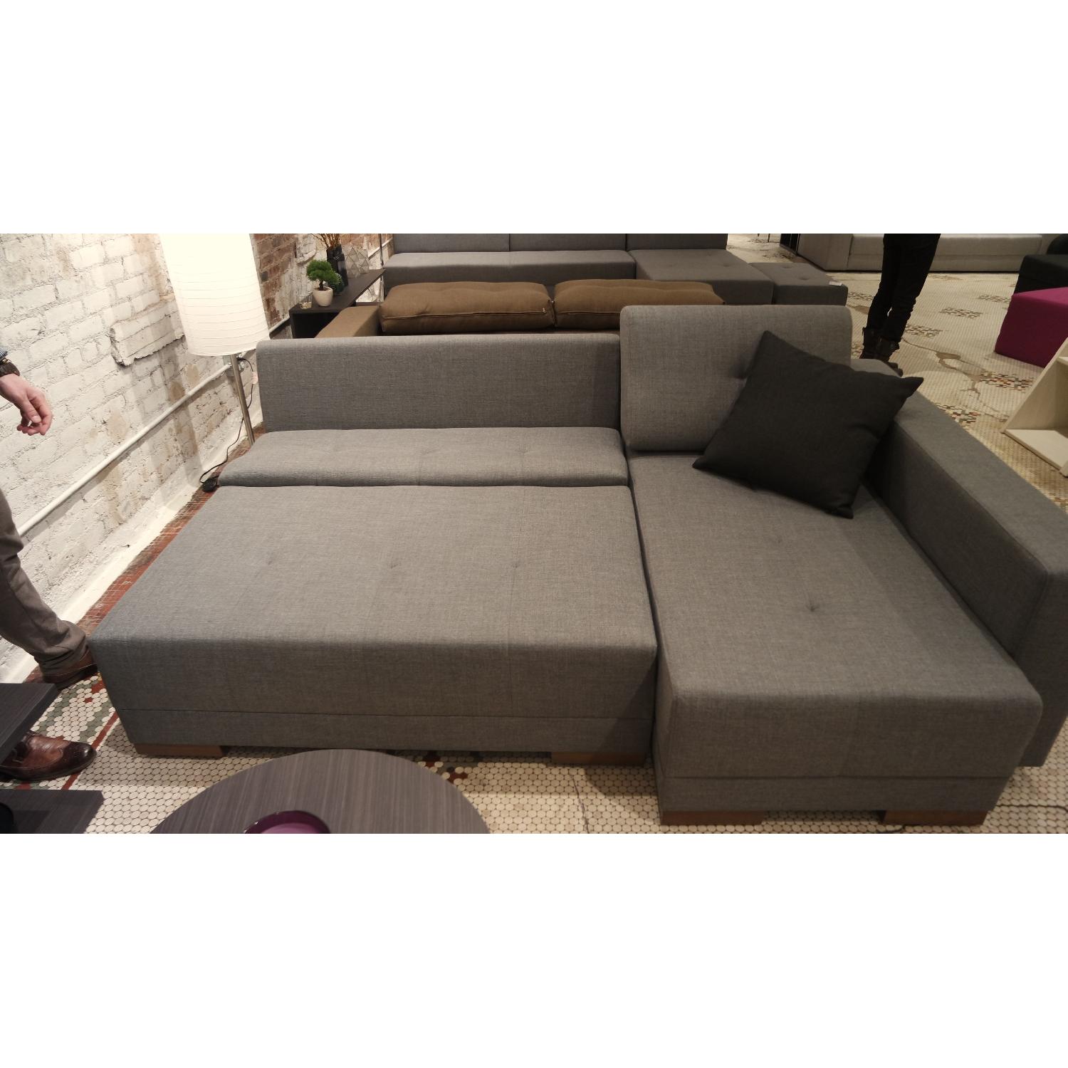 Corner Convertible Sofa Bed - Grey (Right) - image-6