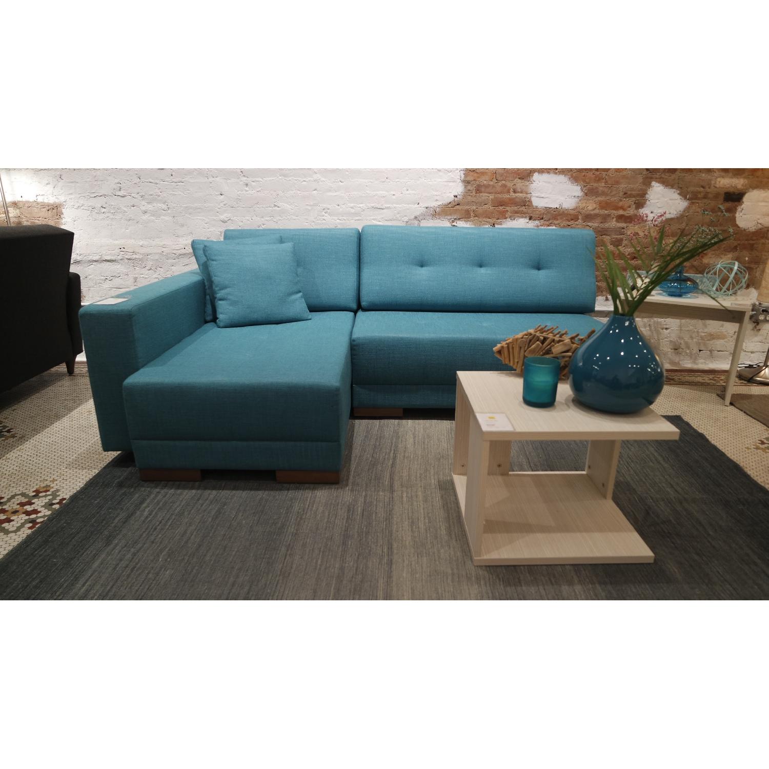 Left Corner Convertible Sofa Bed in Turquoise - image-5