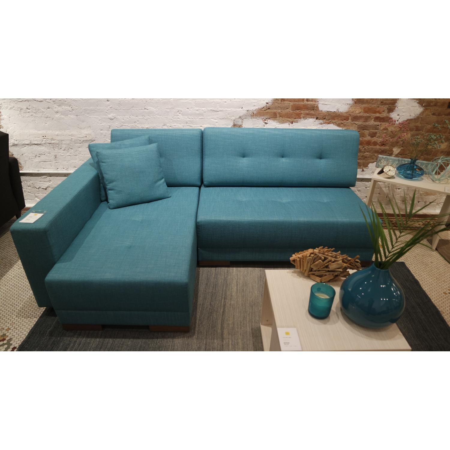 Left Corner Convertible Sofa Bed in Turquoise - image-6