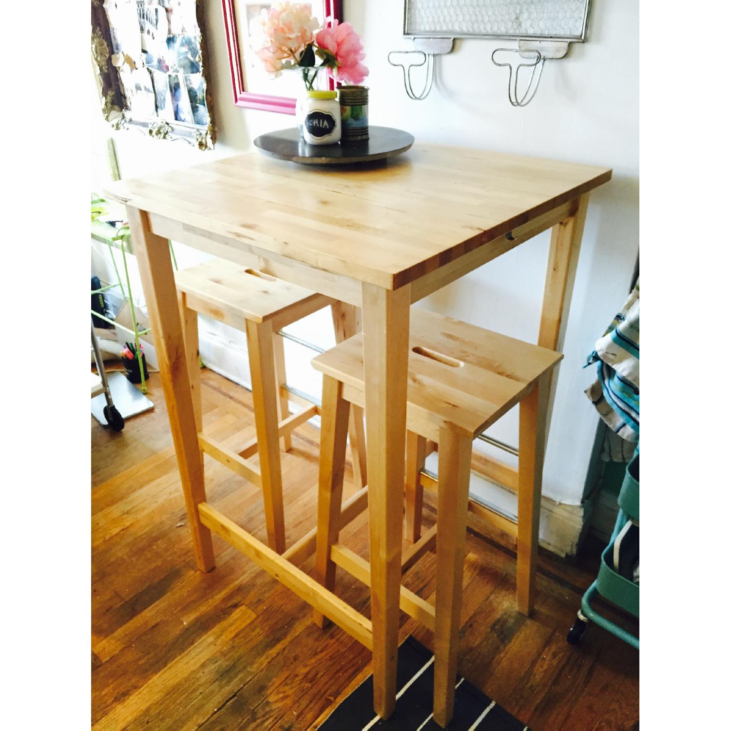 Ikea Dining/Bar Table w/ 2 Stools - image-1