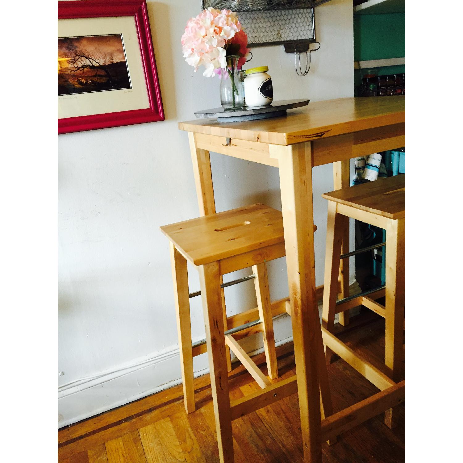 Ikea Dining/Bar Table w/ 2 Stools - image-2