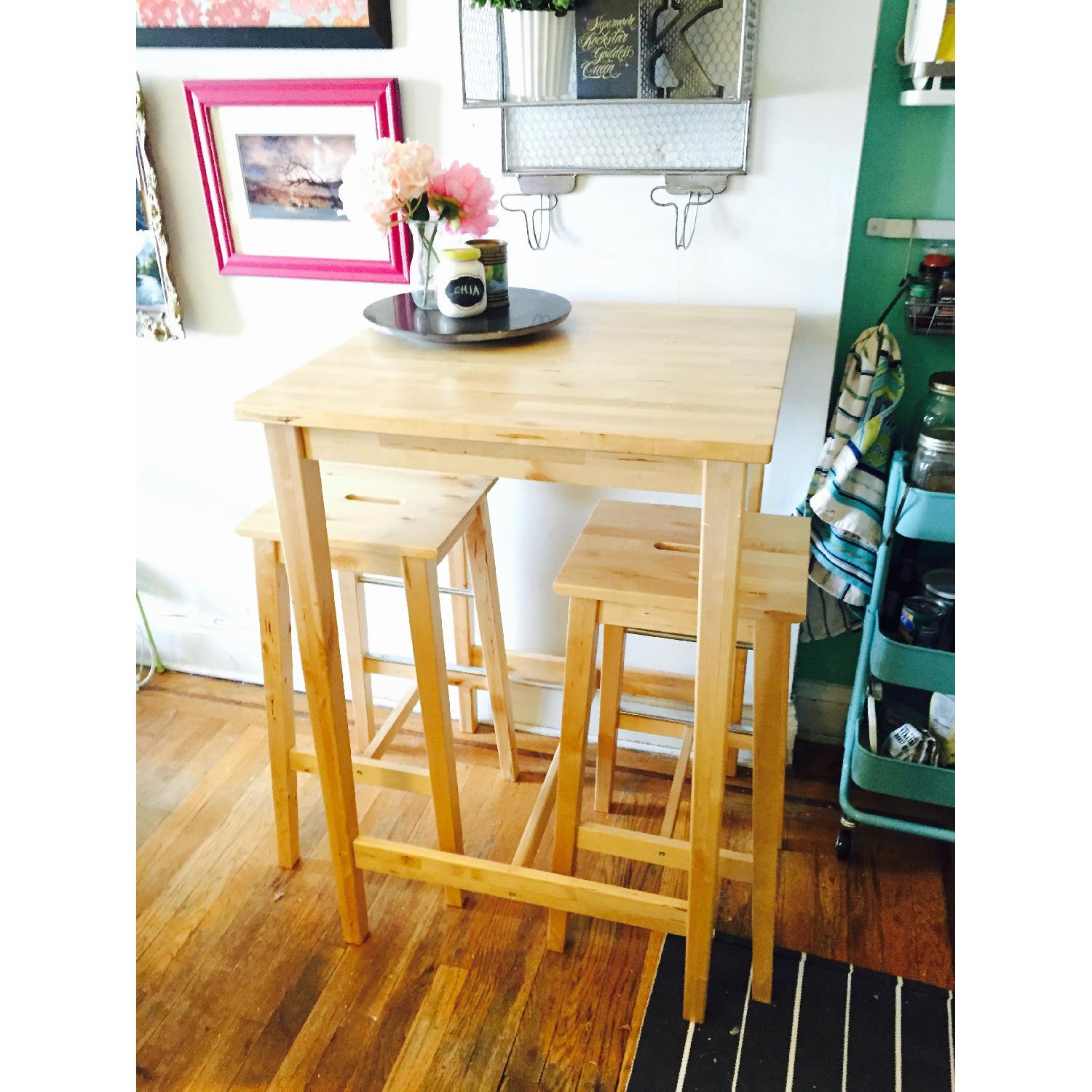 Ikea Dining/Bar Table w/ 2 Stools - image-4