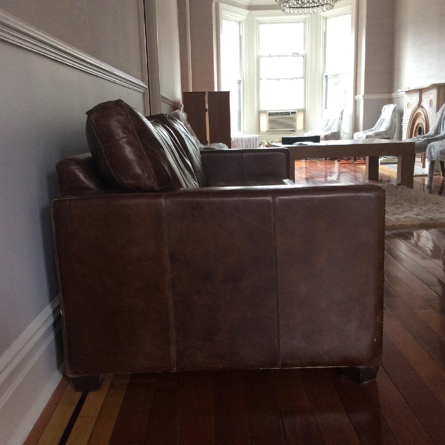 Lili and Loo Brown Leather Distressed Sofa - image-3