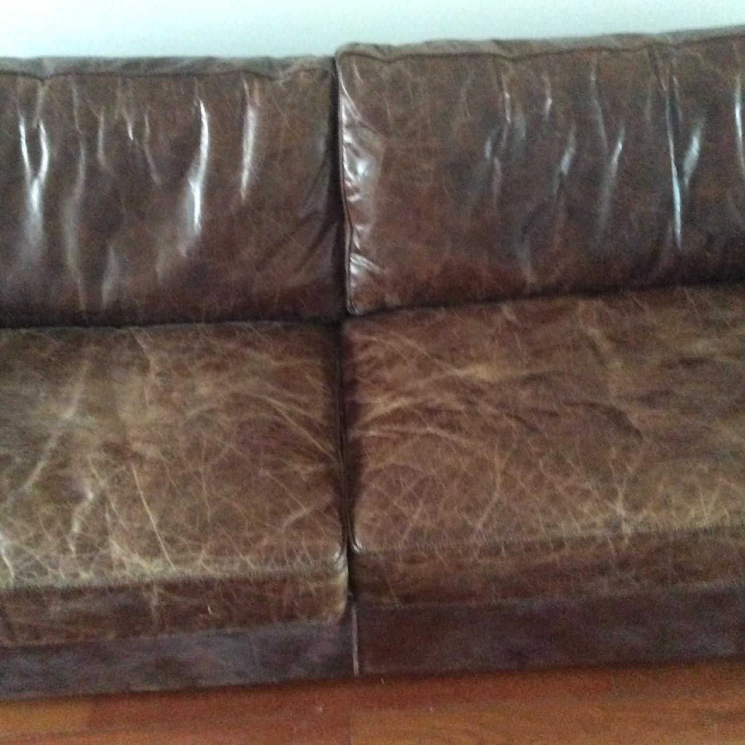 Lili and Loo Brown Leather Distressed Sofa - image-4