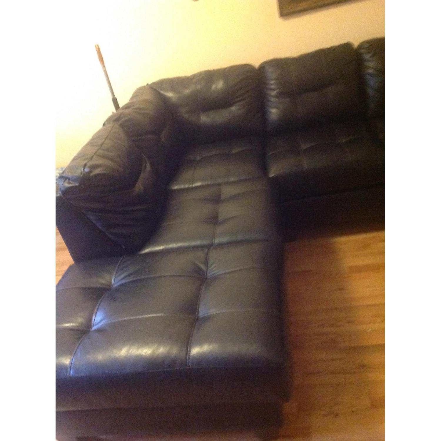Black Leather Sectional Couch - image-1