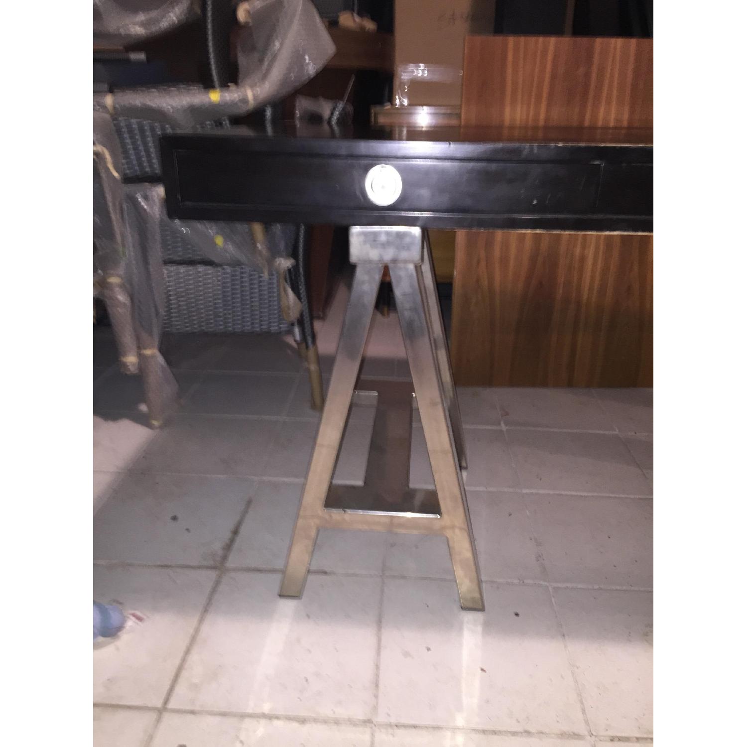 Black Trestle Desk with Chrome Legs - image-2