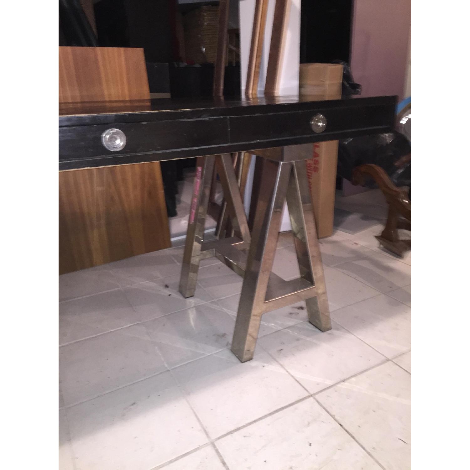 Black Trestle Desk with Chrome Legs - image-3