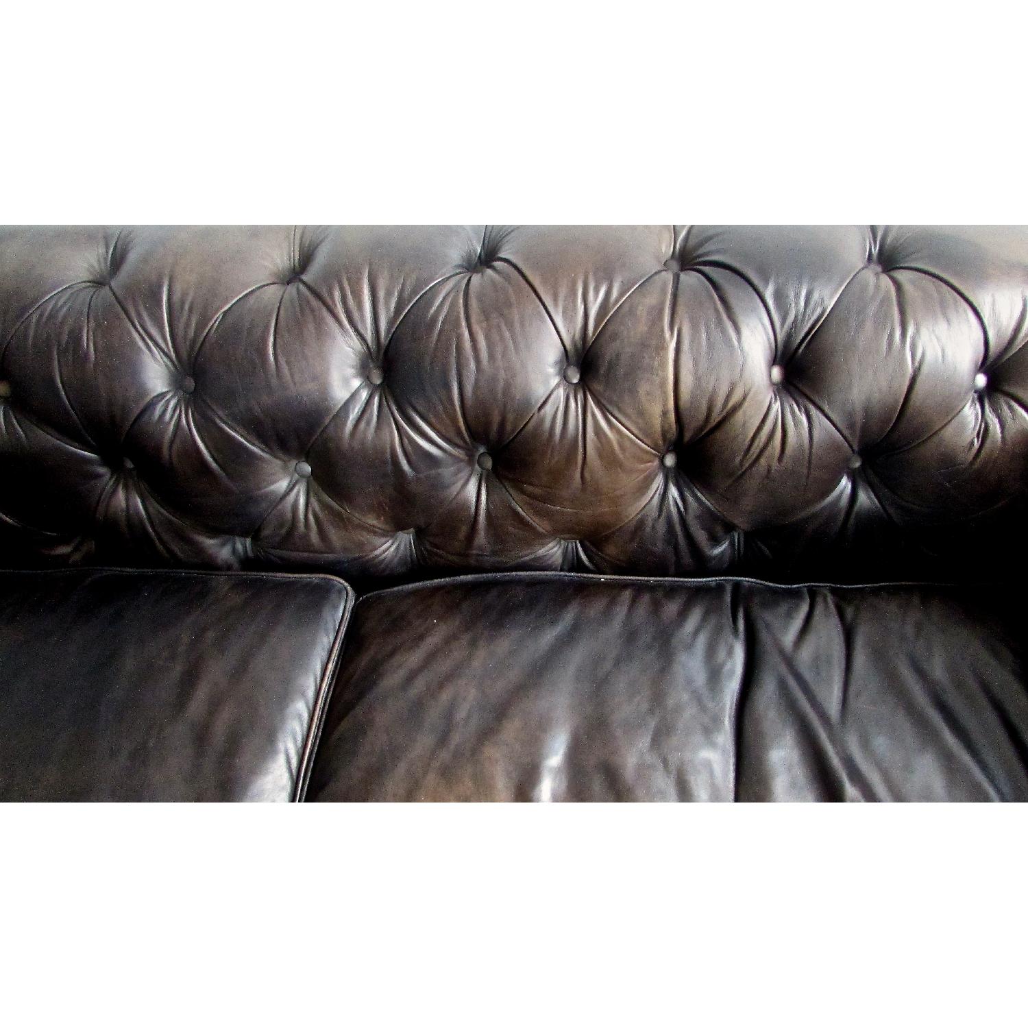 Restoration Hardware Kensington Leather Sofa in Antiqued Ebony - image-4