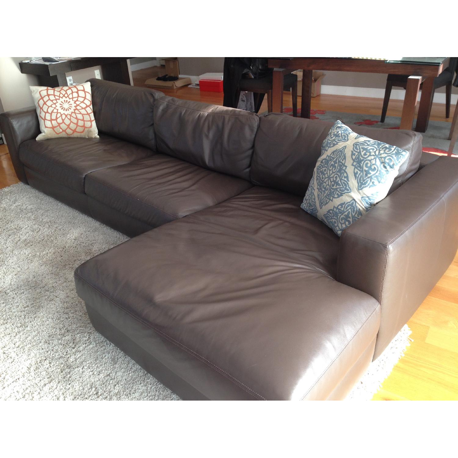 DWR Reid Sectional Leather Chaise (Stout Color) - image-1