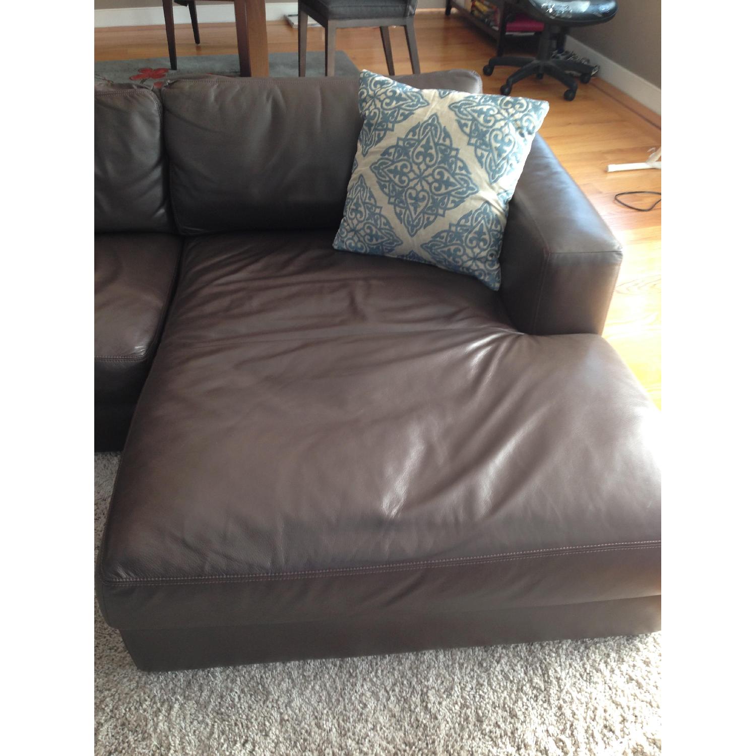 DWR Reid Sectional Leather Chaise (Stout Color) - image-3