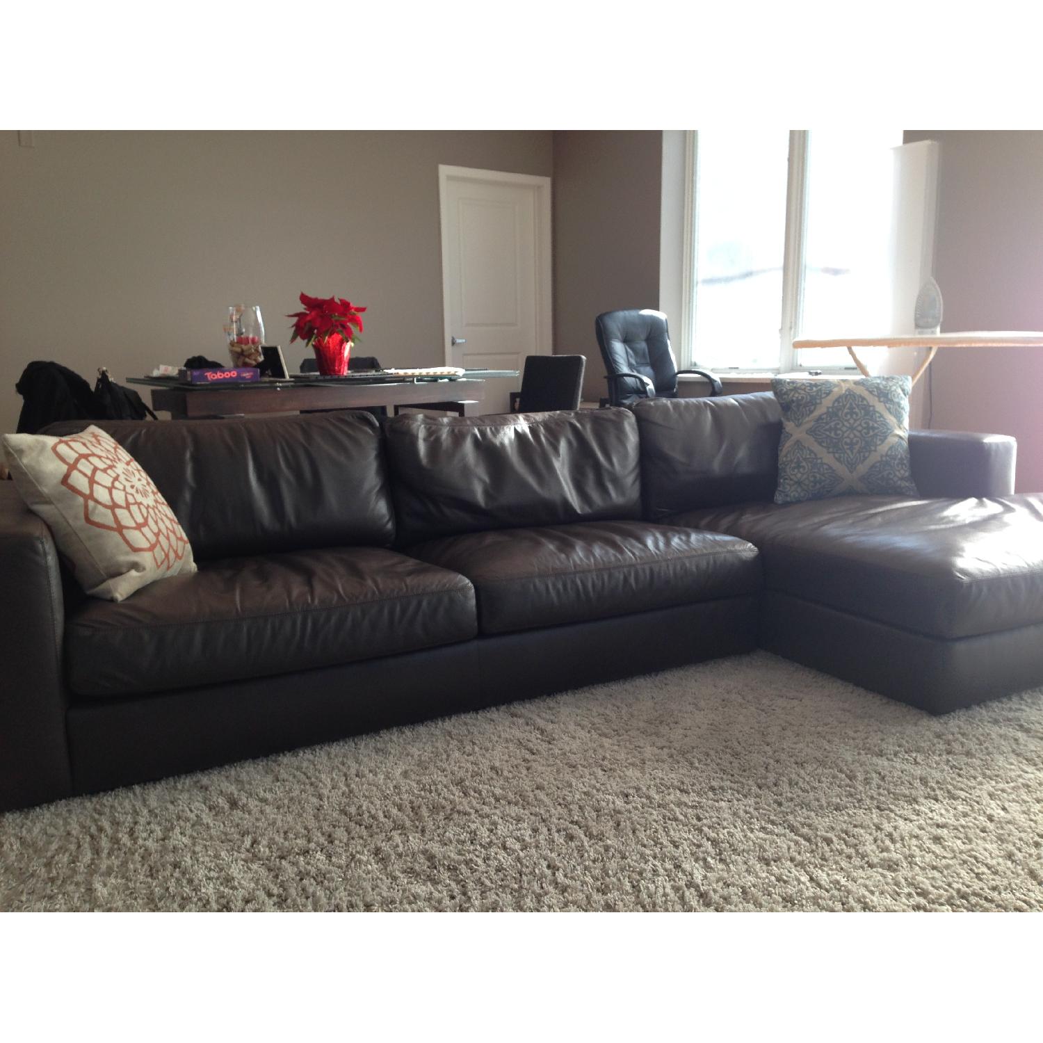 DWR Reid Sectional Leather Chaise (Stout Color) - image-4
