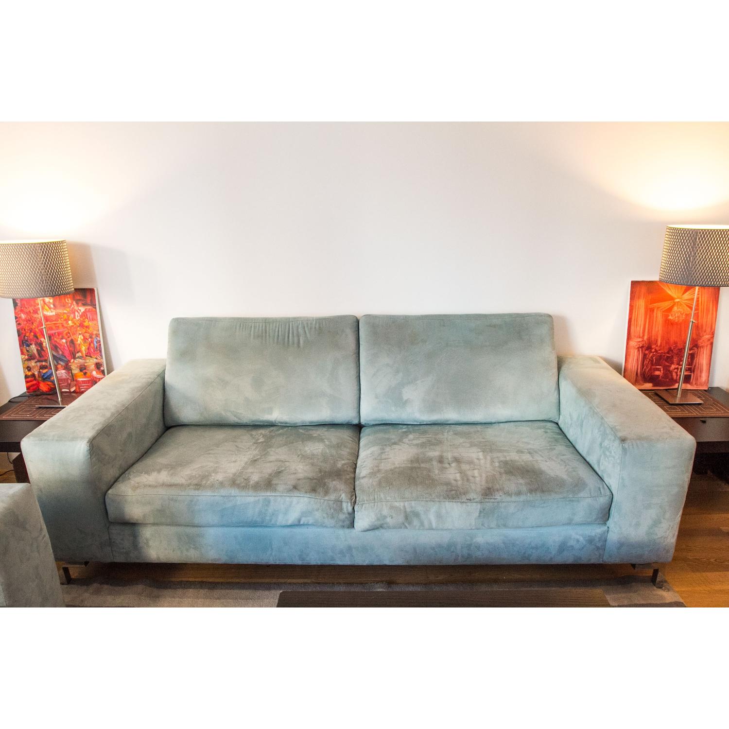 Modern Baby Blue Sofa and Matching Chair