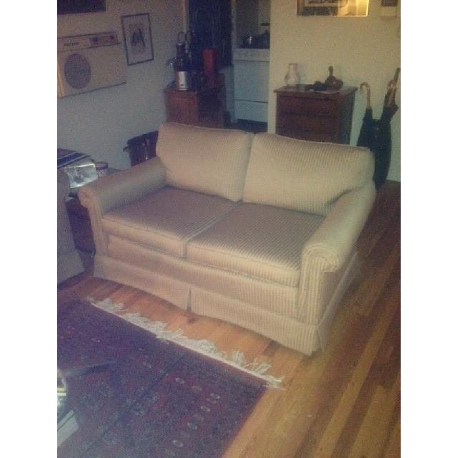 Gold stripe loveseat - image-2