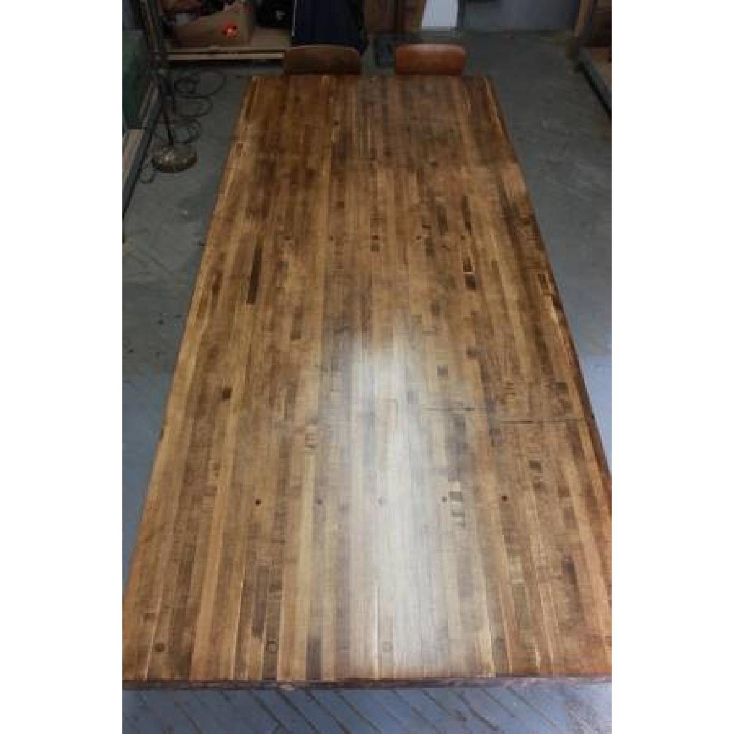 Vintage Industrial 8' Dining Table / Conference Table with Butcher Block - image-1
