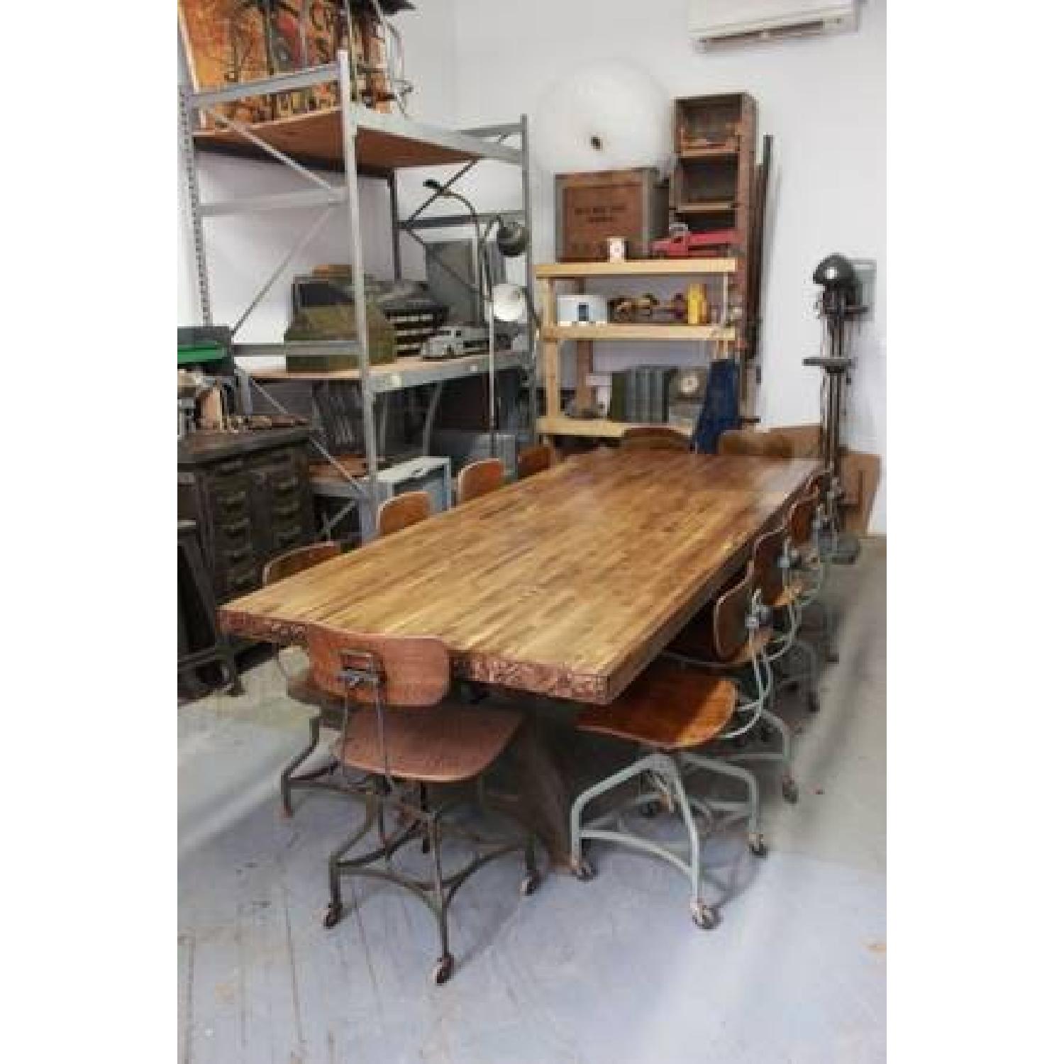Vintage Industrial 8' Dining Table / Conference Table with Butcher Block - image-4