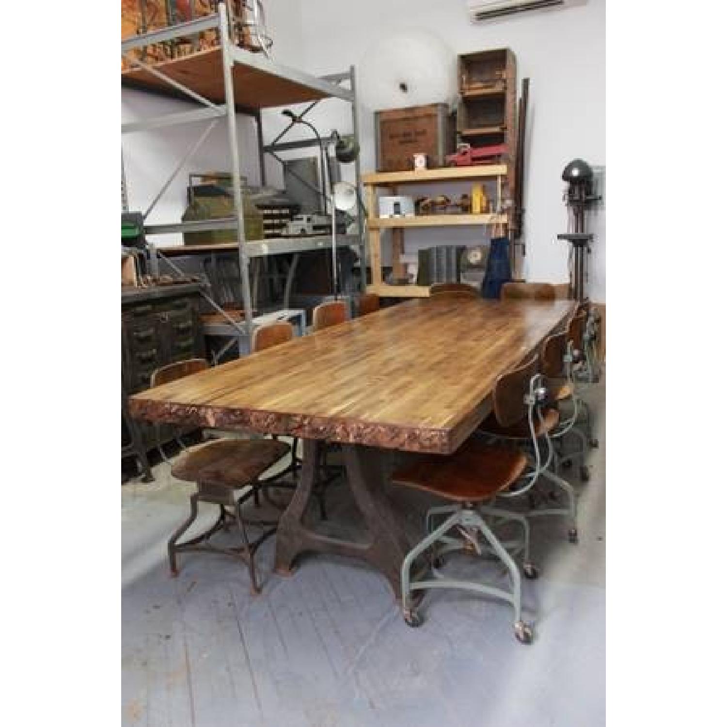 Vintage Industrial 8' Dining Table / Conference Table with Butcher Block - image-5