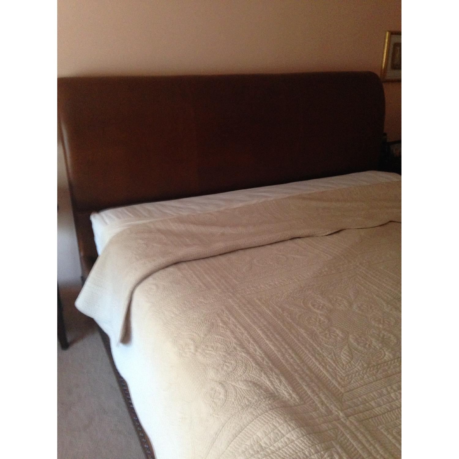 Ethan Allen King Leather Sleigh Bed from Townhouse Collection AptDeco