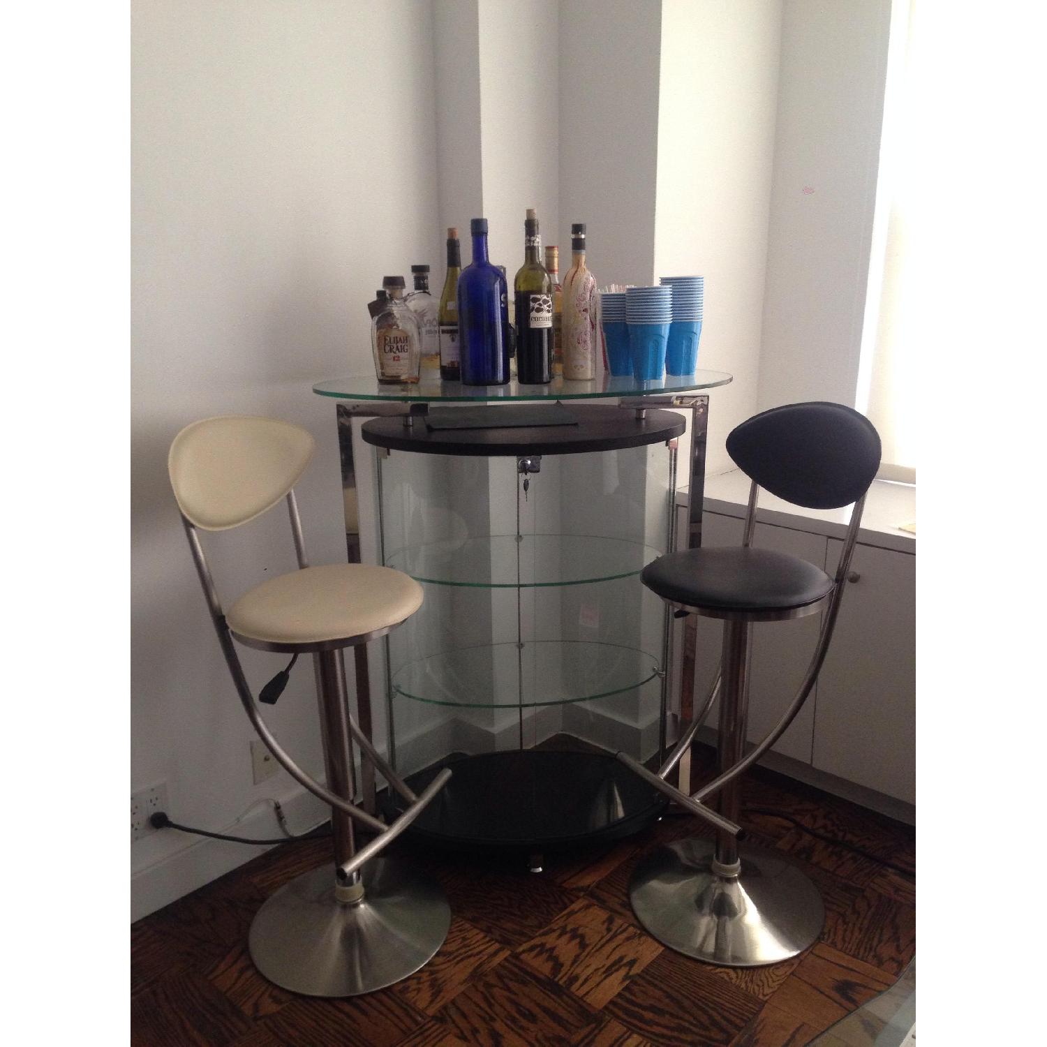 Glass Bar & Stools AptDeco