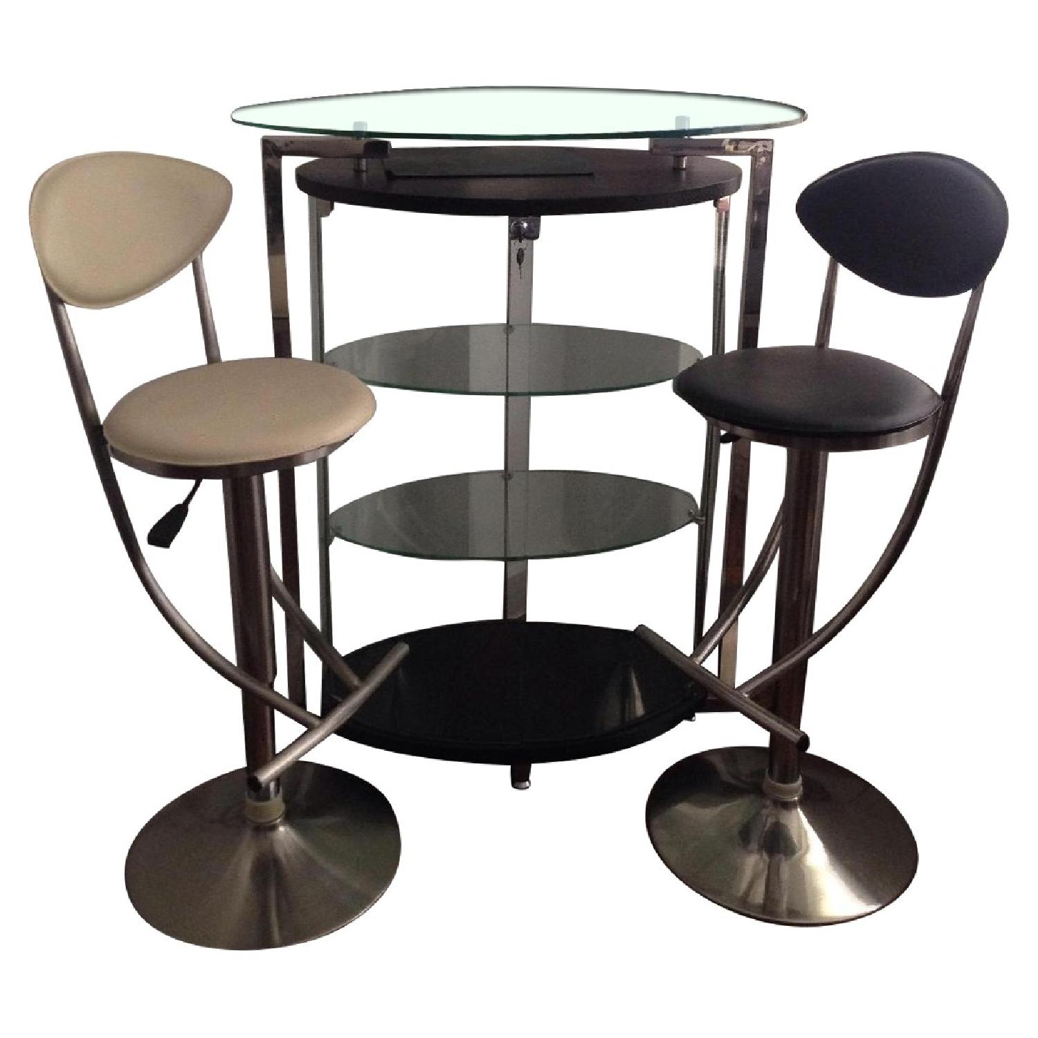 Glass Bar & Stools AptDeco