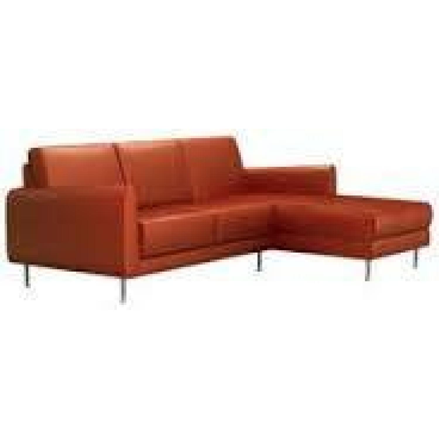 Modern, Sleek & Colorful L Shaped Leather Couch AptDeco