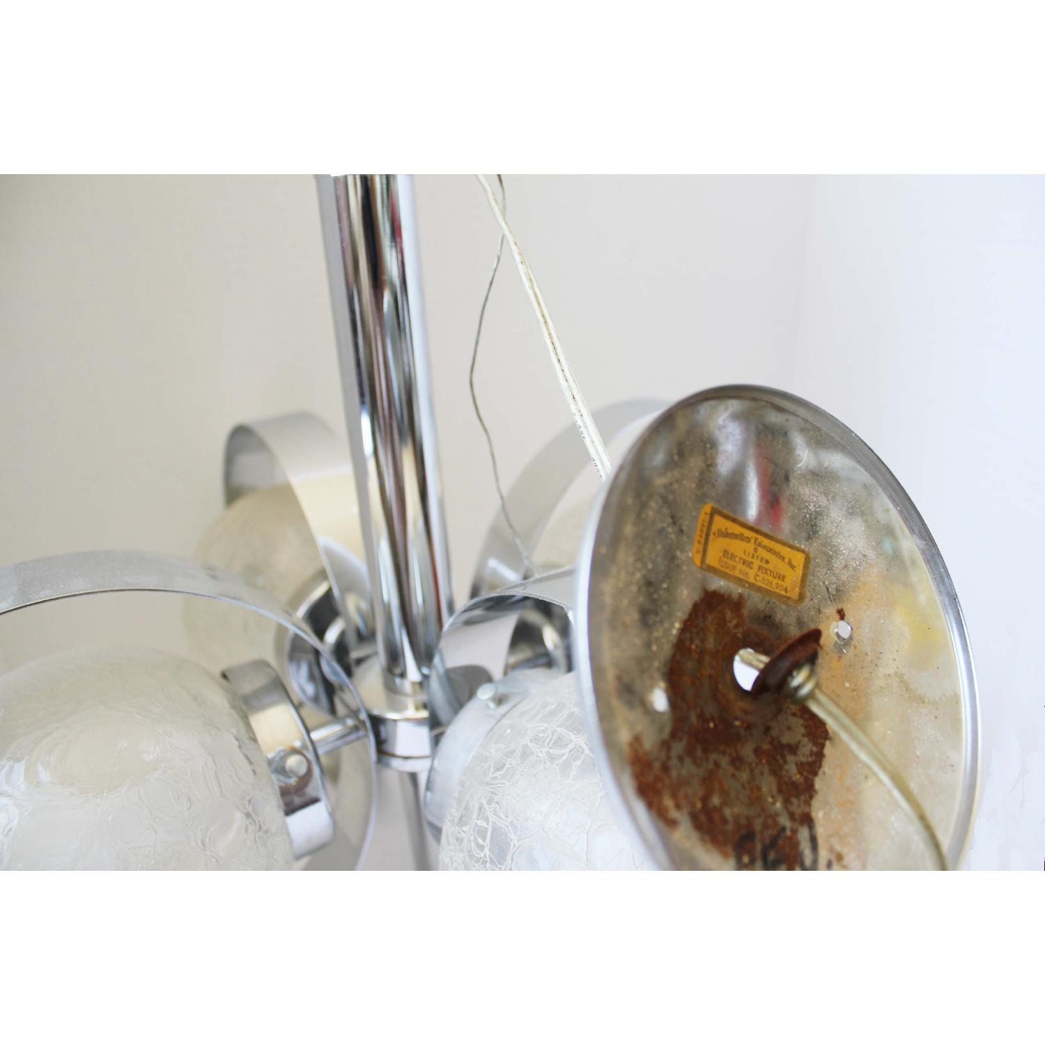 Chrome Hanging Chandelier Light with Crackle Glass Globes - image-1