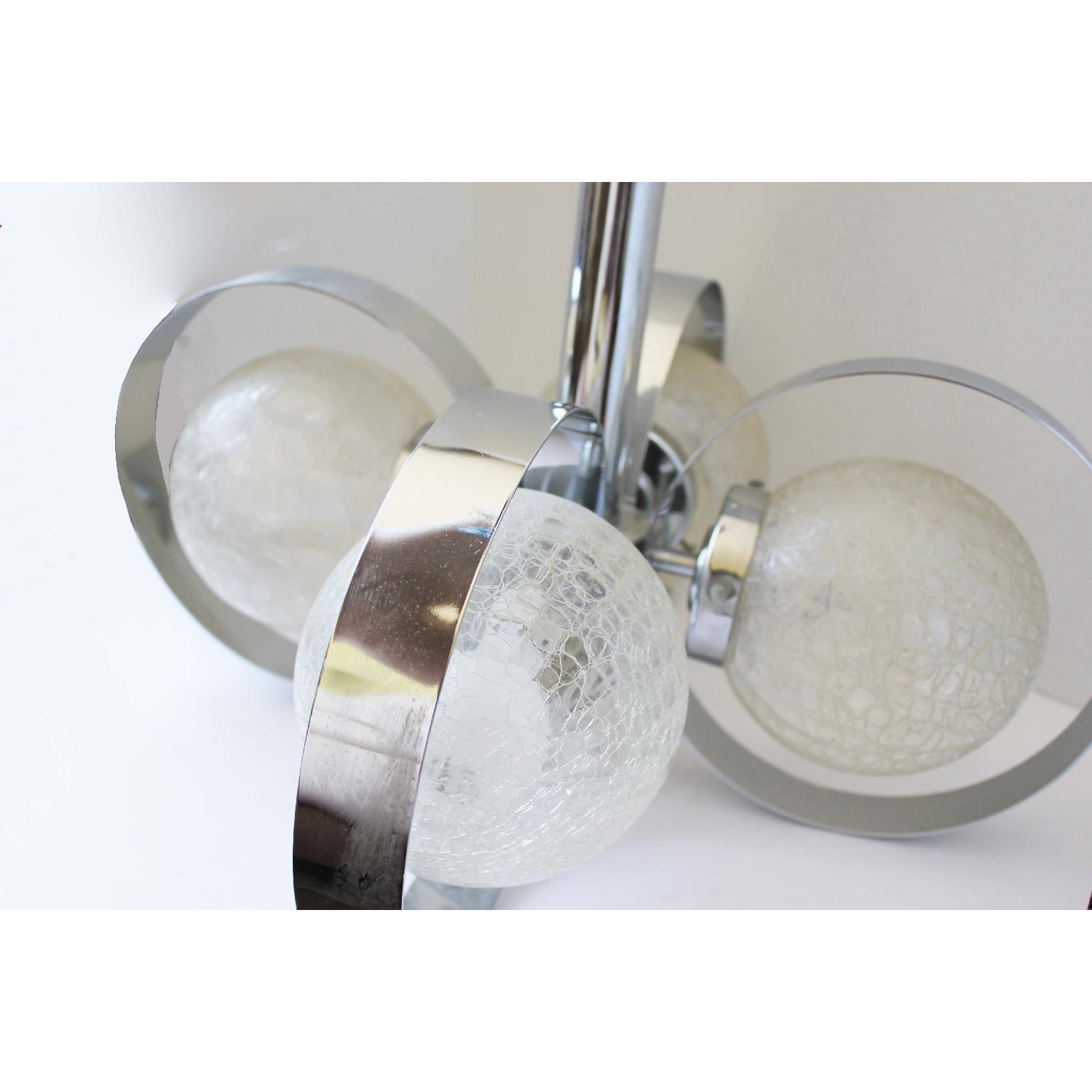 Chrome Hanging Chandelier Light with Crackle Glass Globes