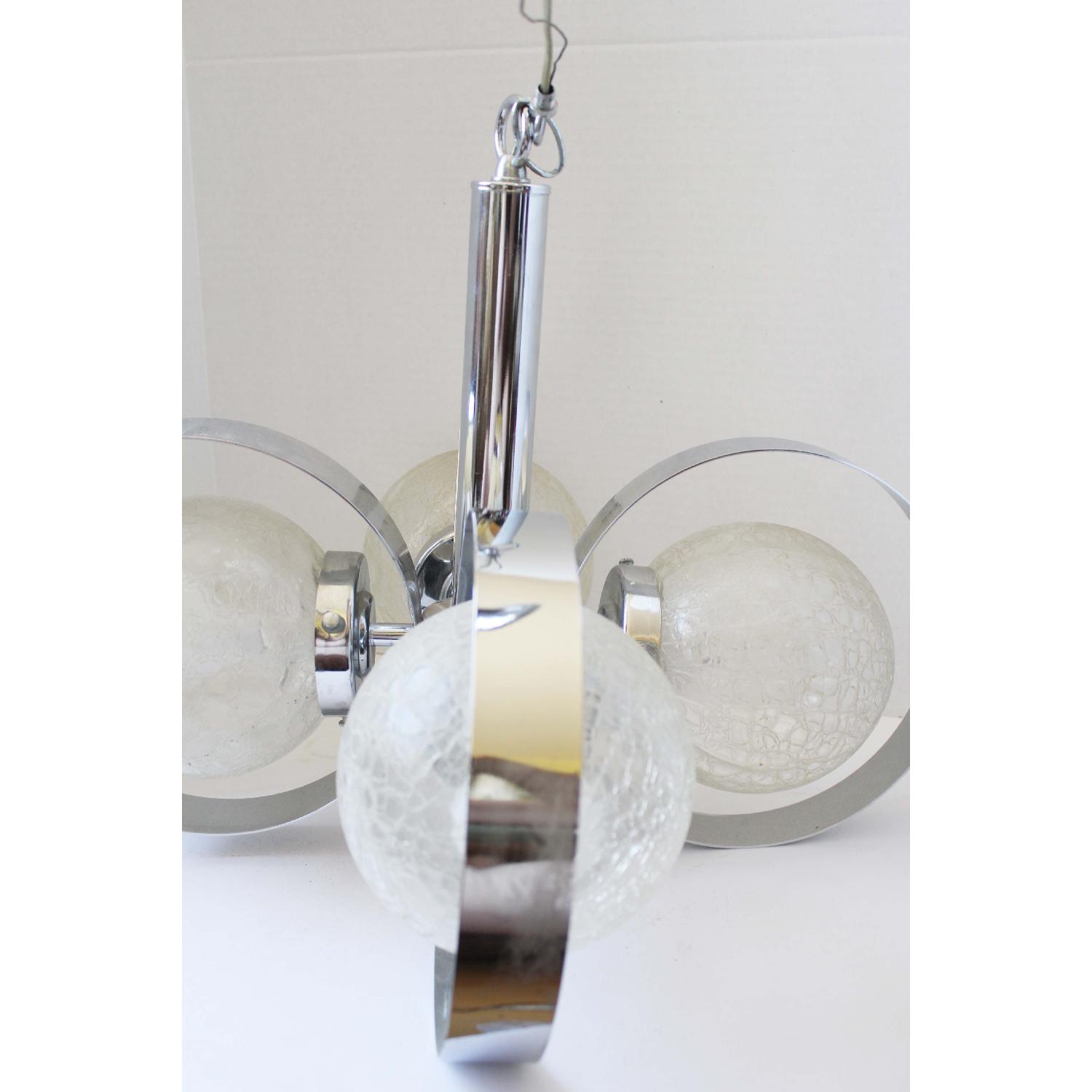 Chrome Hanging Chandelier Light with Crackle Glass Globes - Thumbnail 5