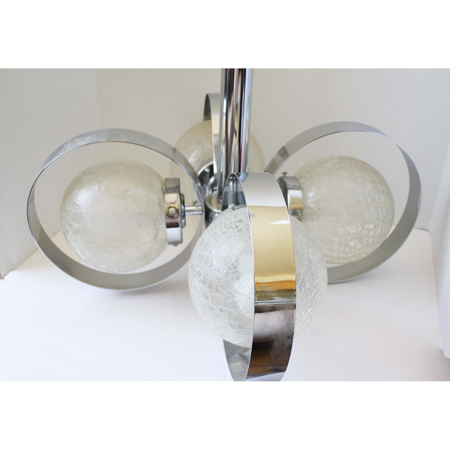 Chrome Hanging Chandelier Light with Crackle Glass Globes - Thumbnail 3