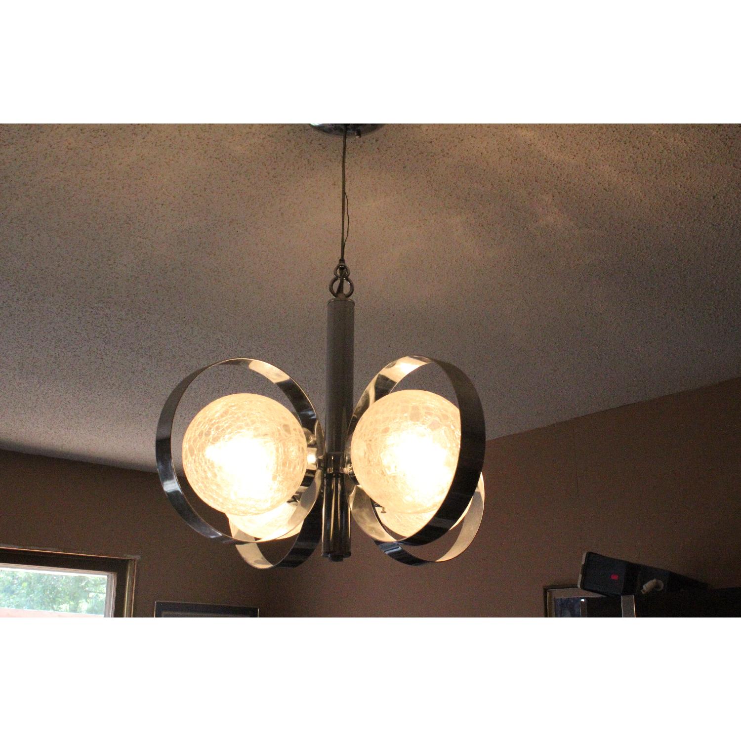 Chrome Hanging Chandelier Light with Crackle Glass Globes - image-5