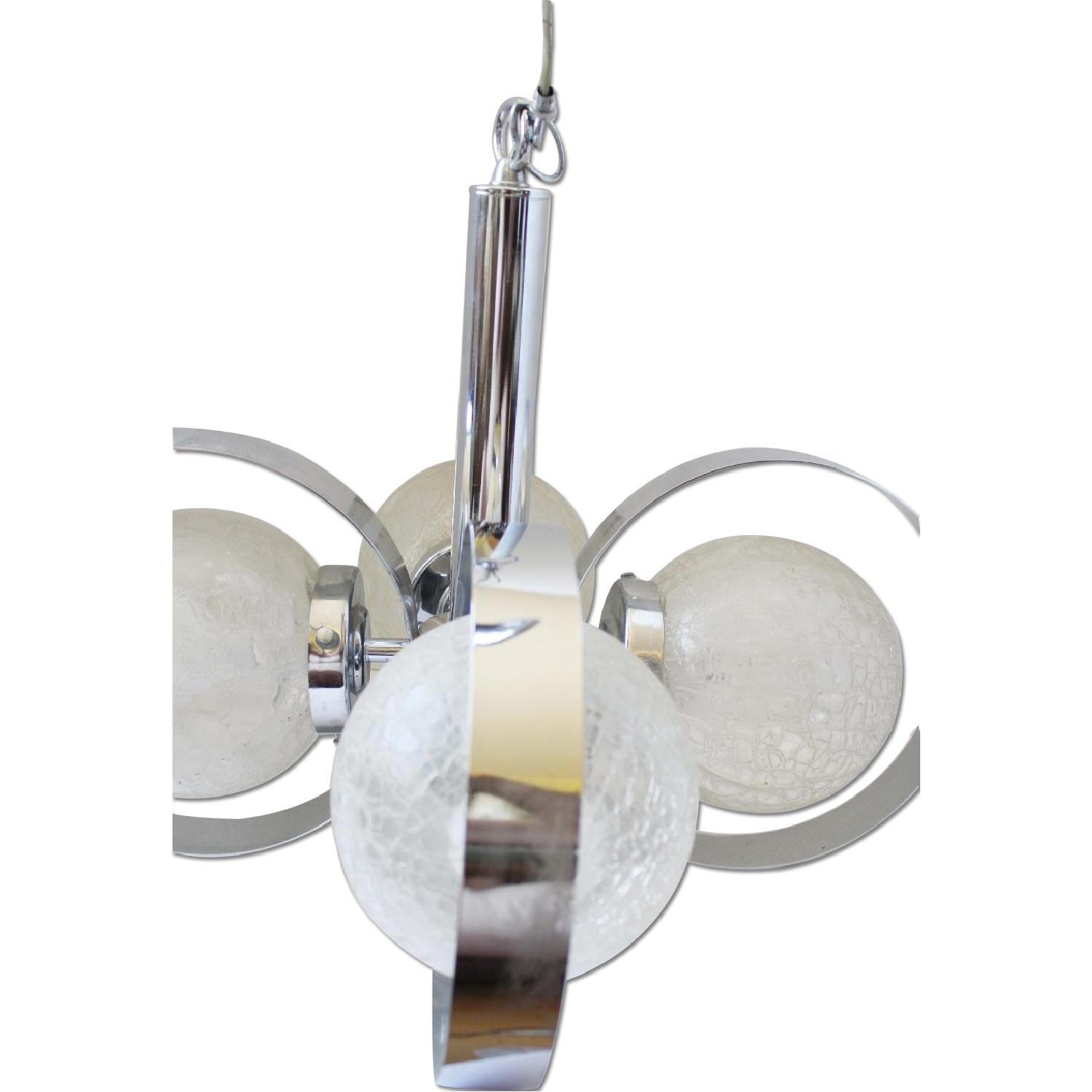 Chrome Hanging Chandelier Light with Crackle Glass Globes - Thumbnail 2