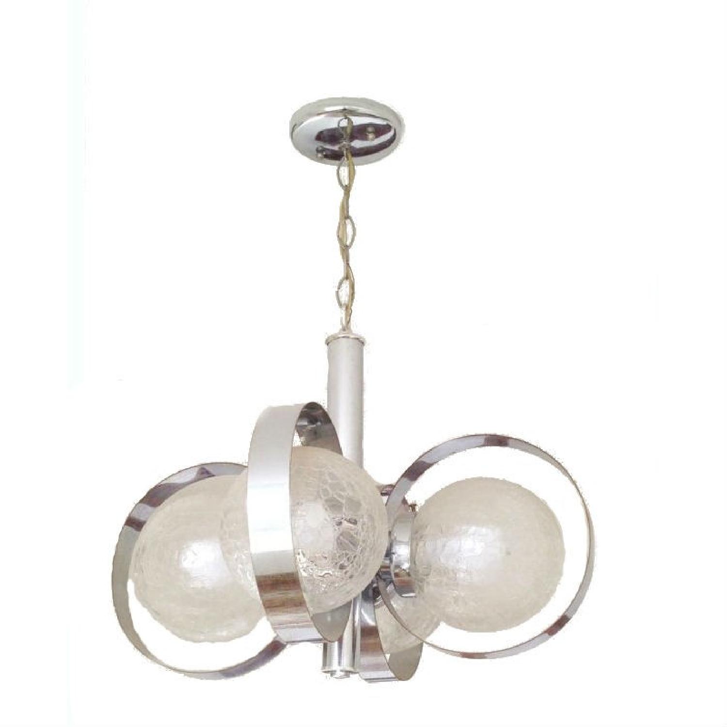 Chrome Hanging Chandelier Light with Crackle Glass Globes - Thumbnail 4