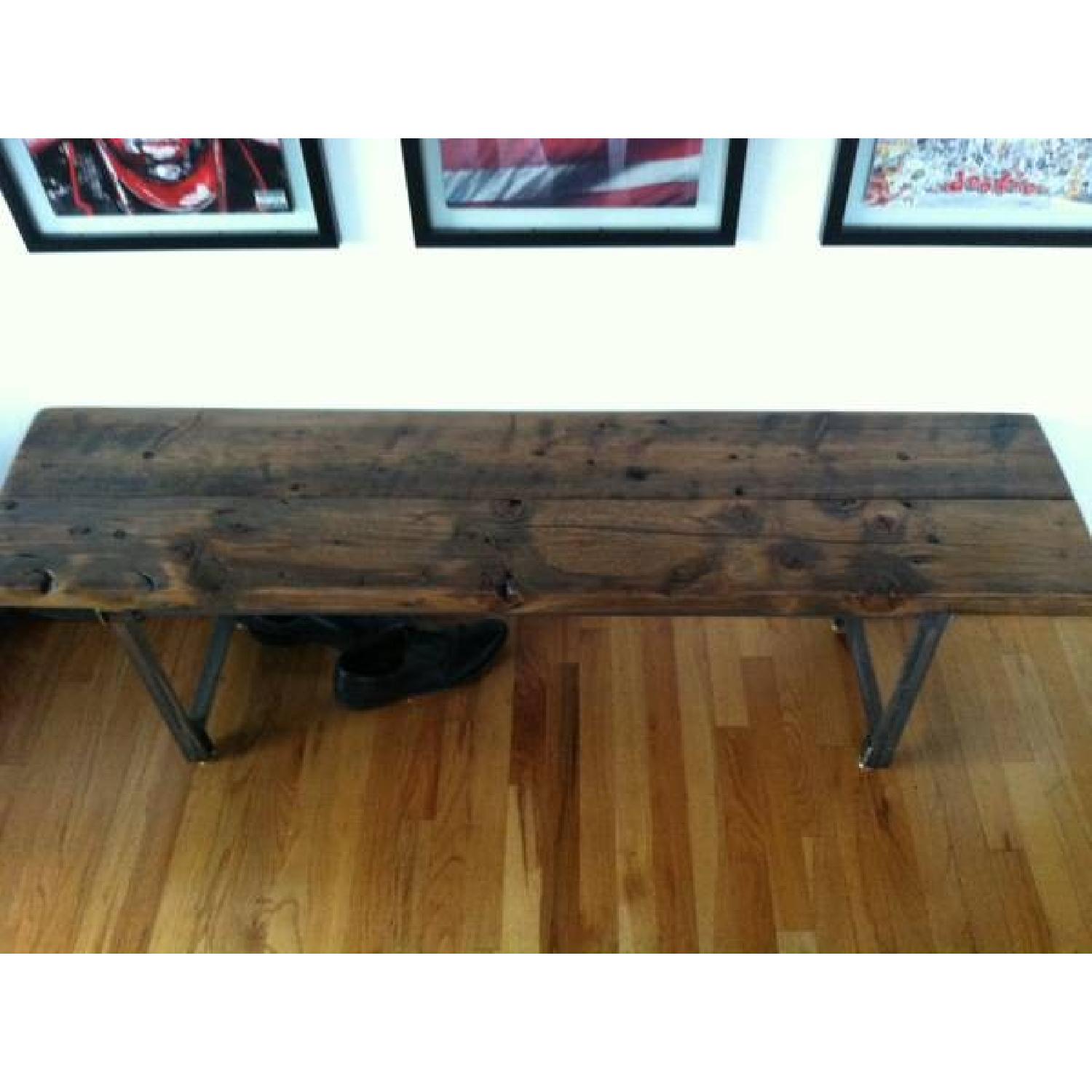 Handmade Reclaimed Wood Table & Benches - image-1