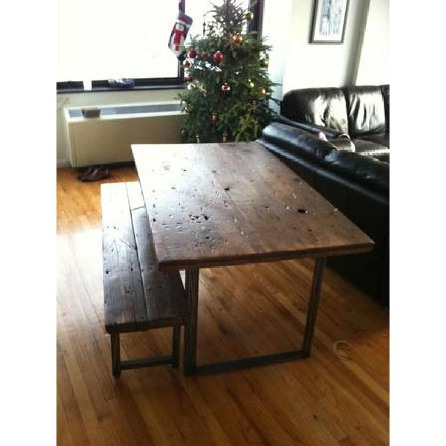 Handmade Reclaimed Wood Table & Benches - image-2