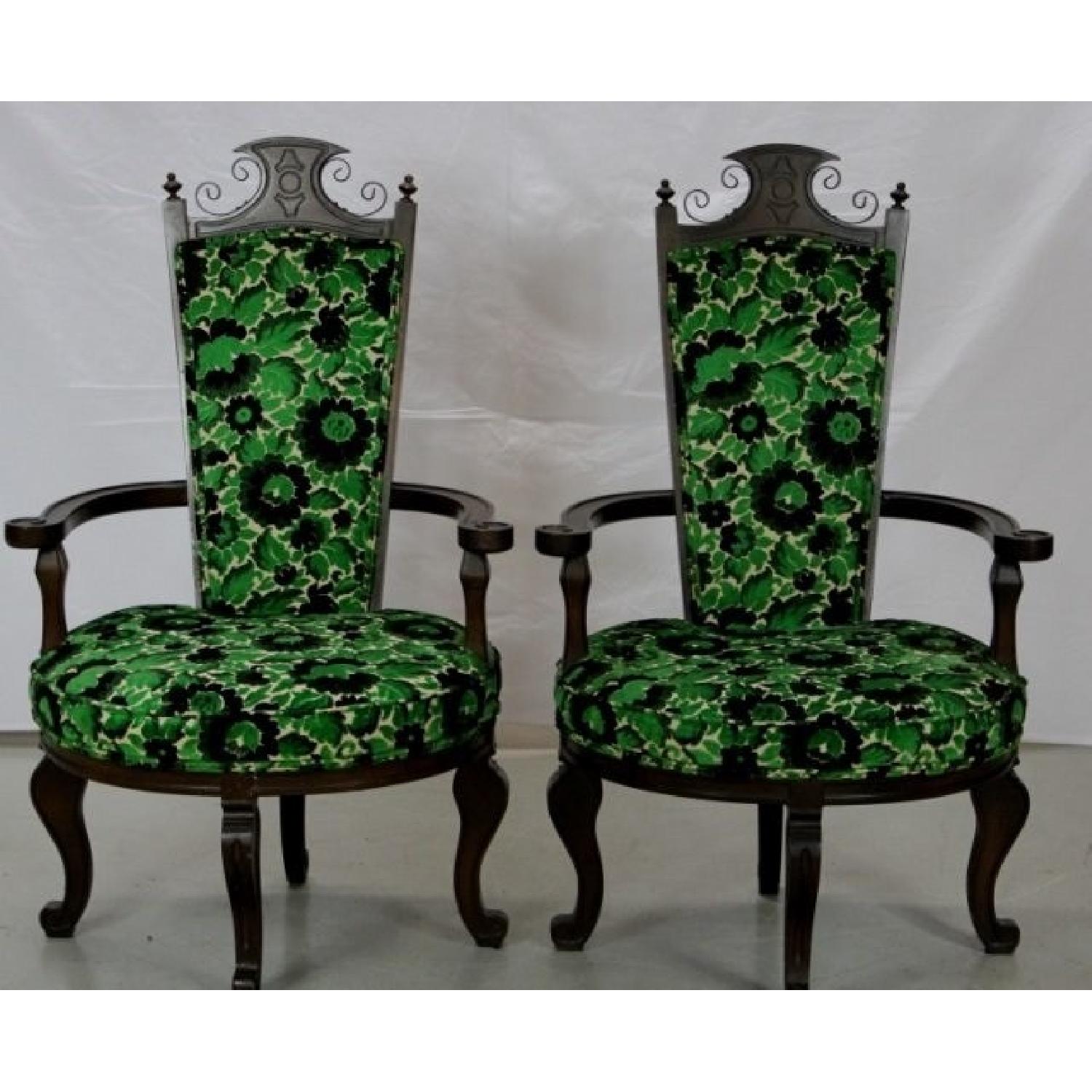 Pair of Rare Mid Century Modern Wood & Metal Armchairs - image-5