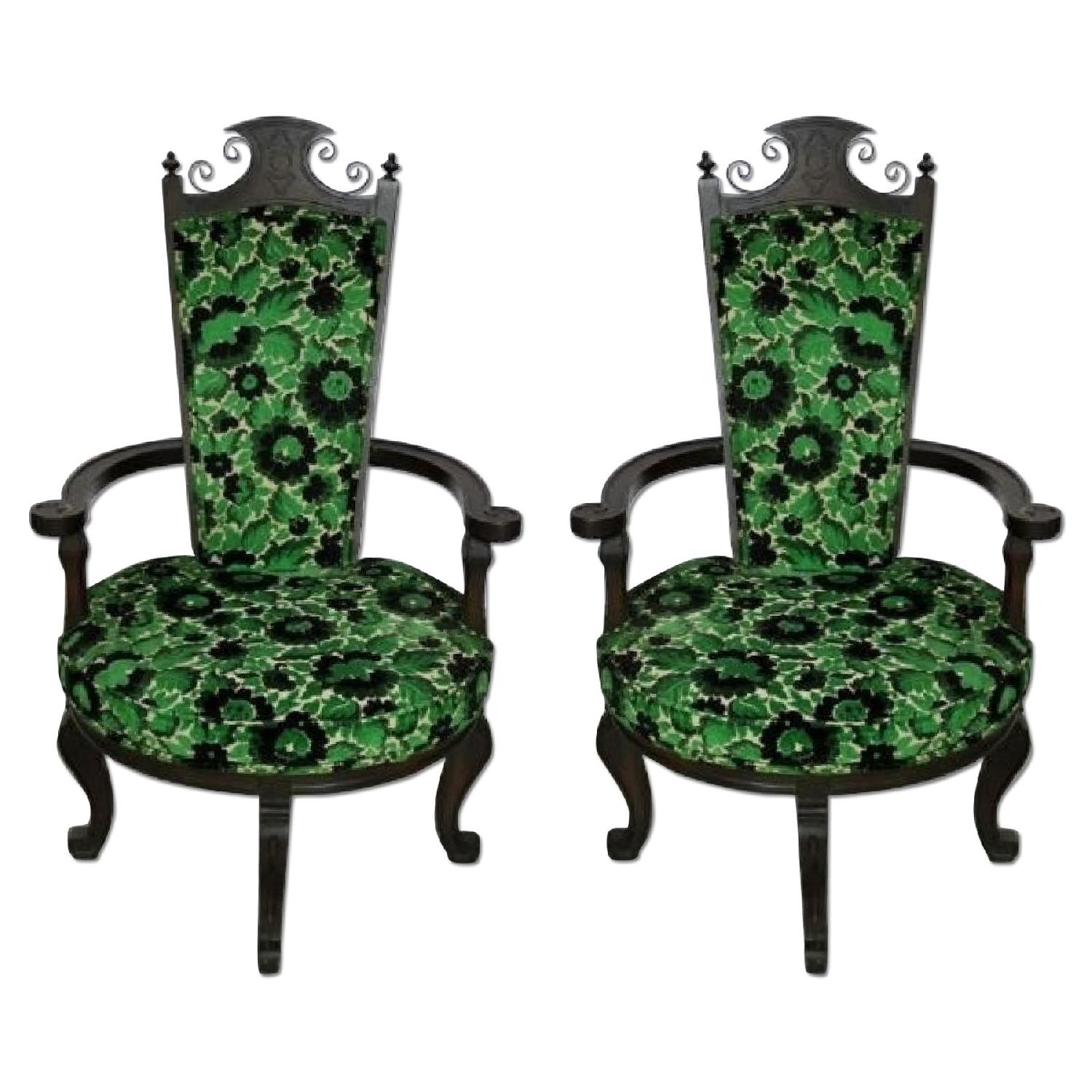 Pair of Rare Mid Century Modern Wood & Metal Armchairs