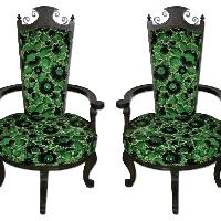 Pair of Rare Mid Century Modern Wood & Metal Armchairs