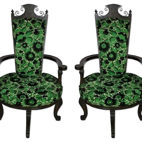 Used Pair of Rare Mid Century Modern Wood & Metal Armchairs for sale on AptDeco