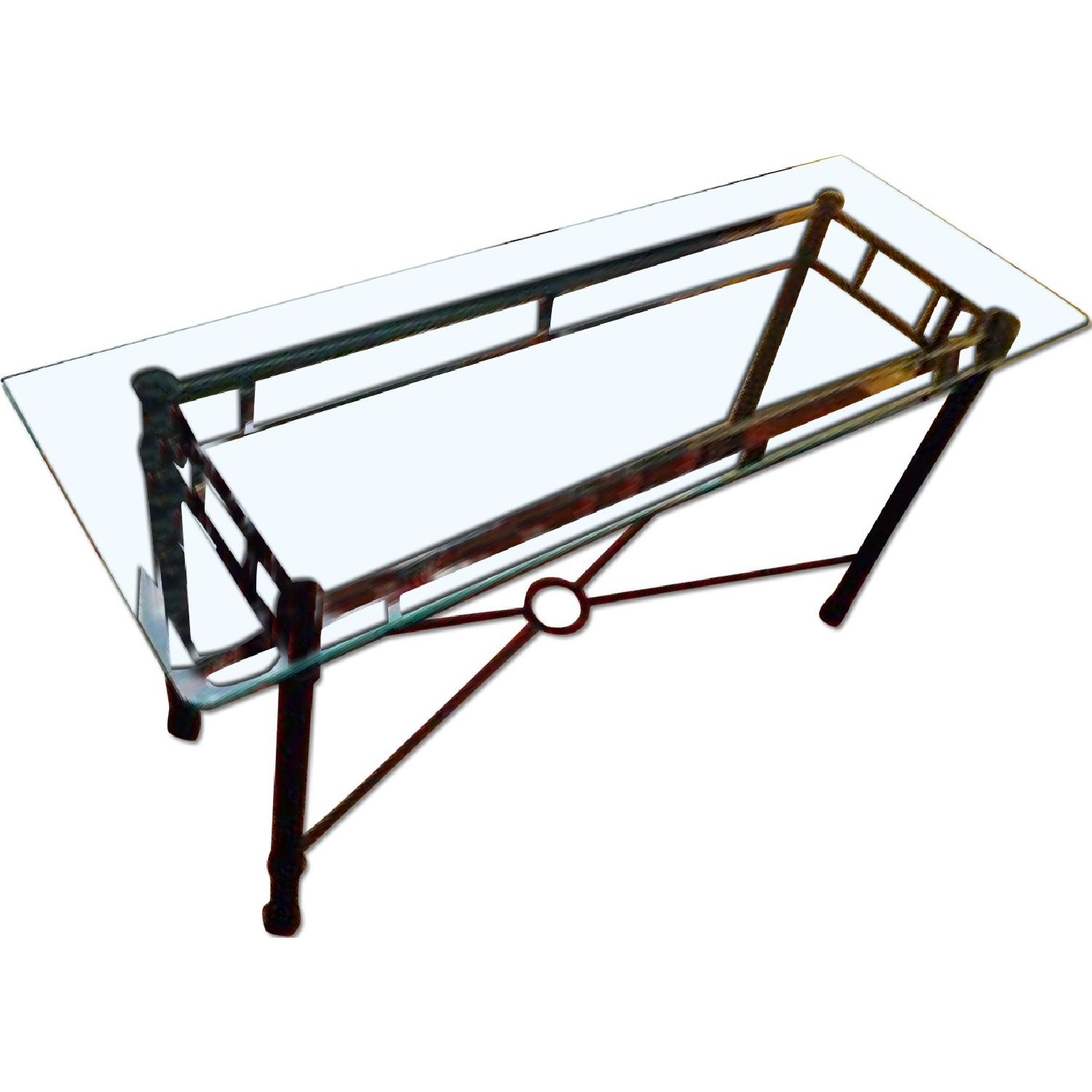 Wrought Iron Glass Top Side Table - image-0