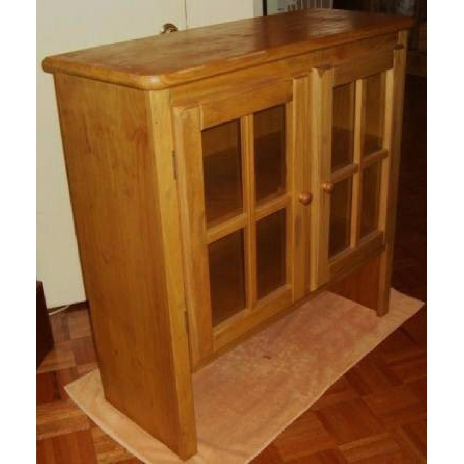 Solid Wood Floor Cabinet with Two Glass Pane Doors - image-3