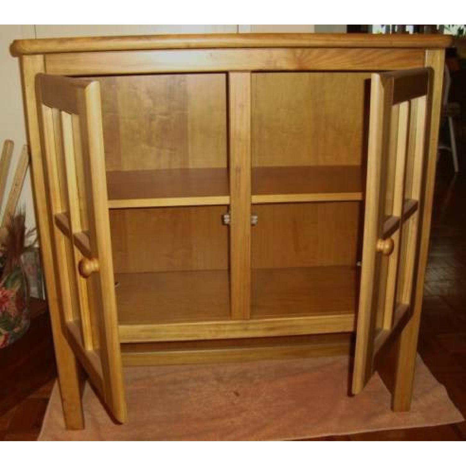 Solid Wood Floor Cabinet with Two Glass Pane Doors - image-4