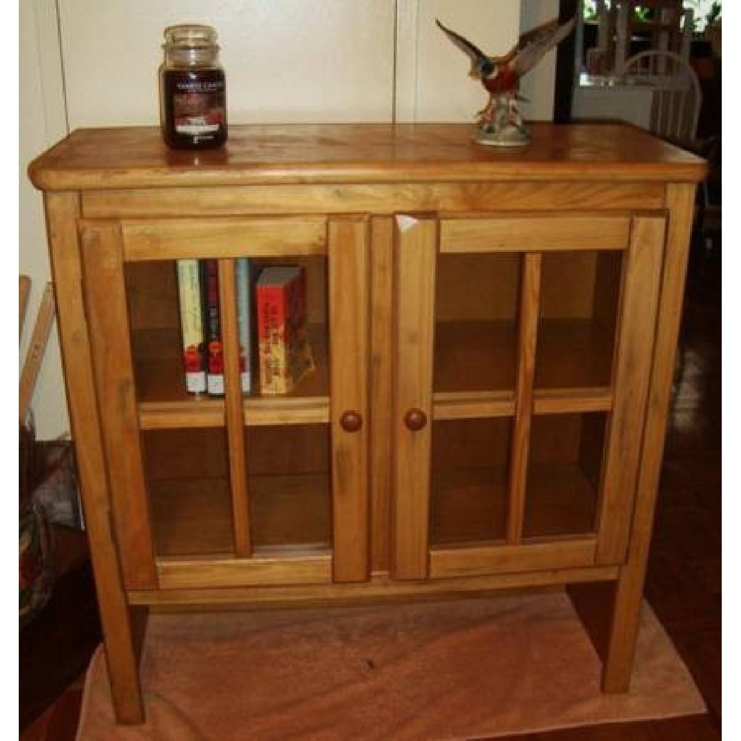 Solid Wood Floor Cabinet with Two Glass Pane Doors - image-5