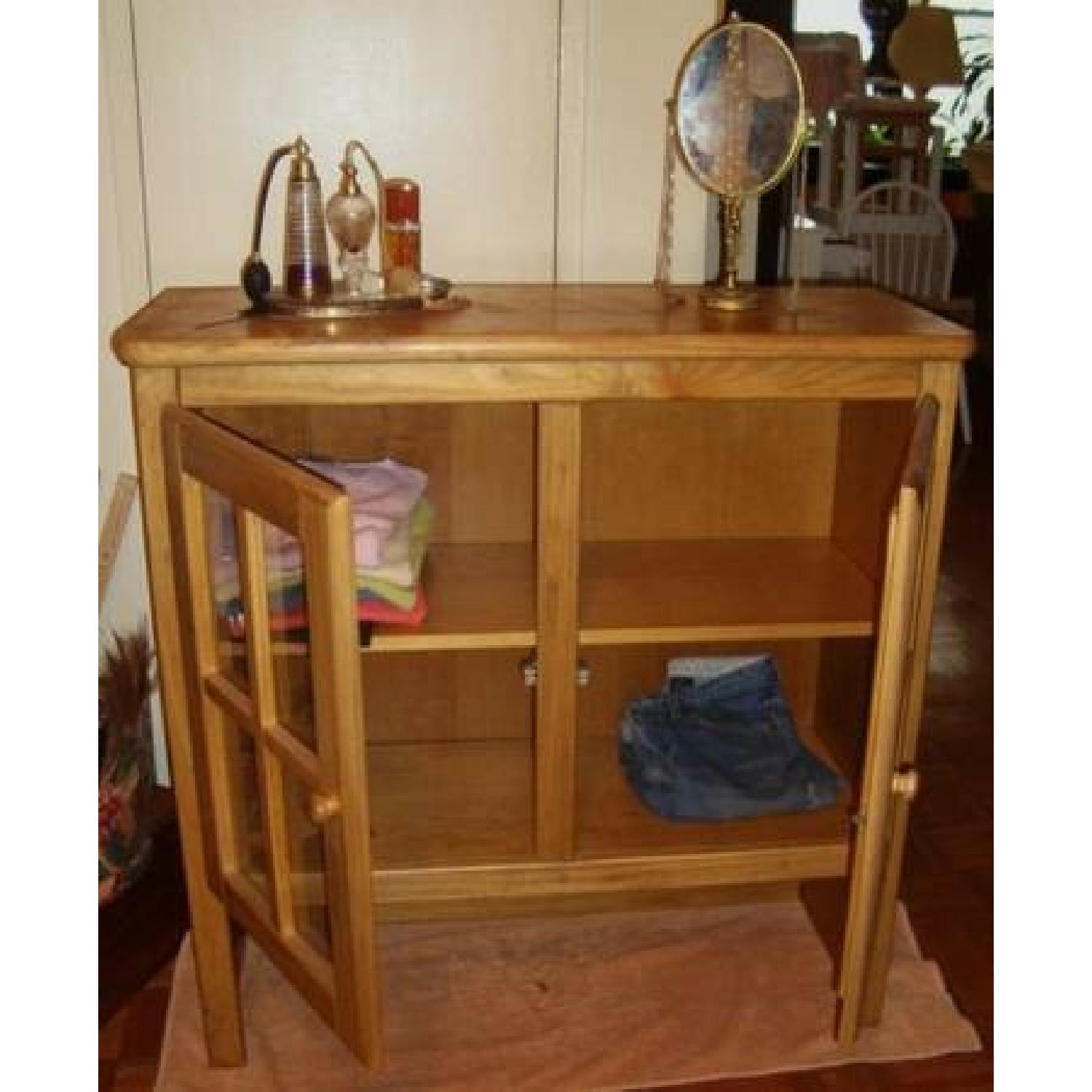 Solid Wood Floor Cabinet with Two Glass Pane Doors - image-6