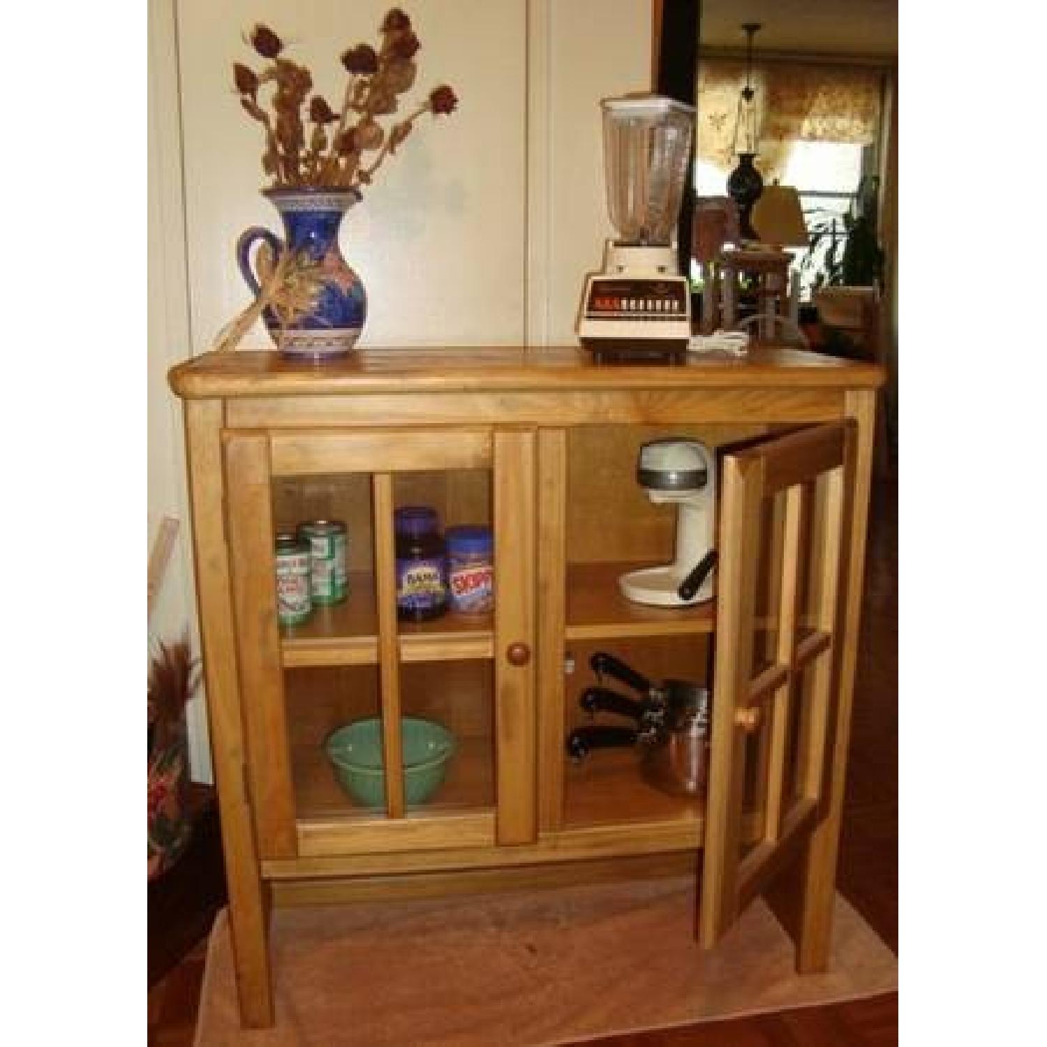 Solid Wood Floor Cabinet with Two Glass Pane Doors - image-7