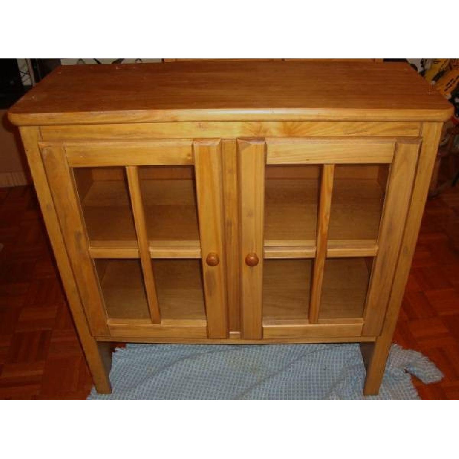Solid Wood Floor Cabinet with Two Glass Pane Doors - image-8