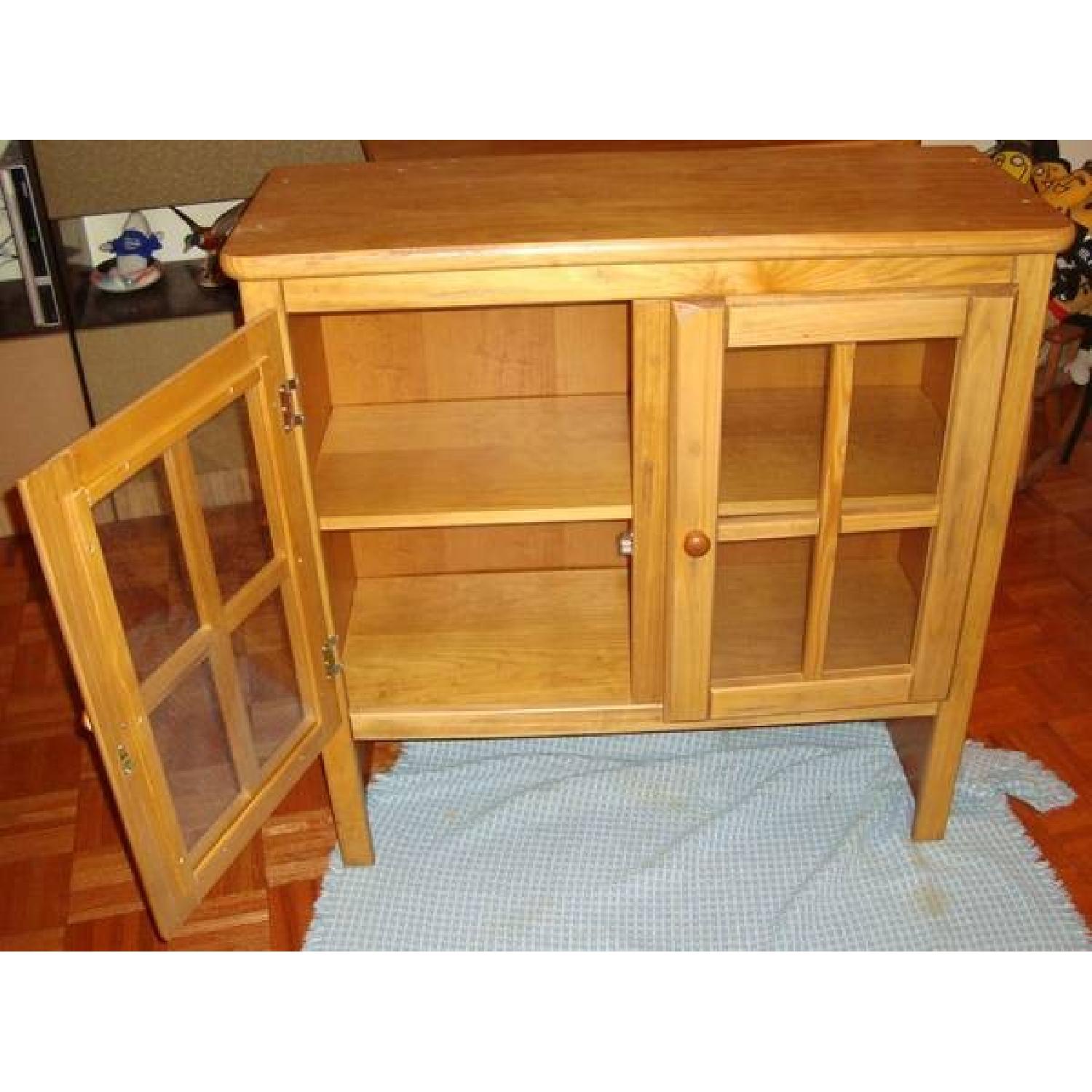 Solid Wood Floor Cabinet with Two Glass Pane Doors - image-9